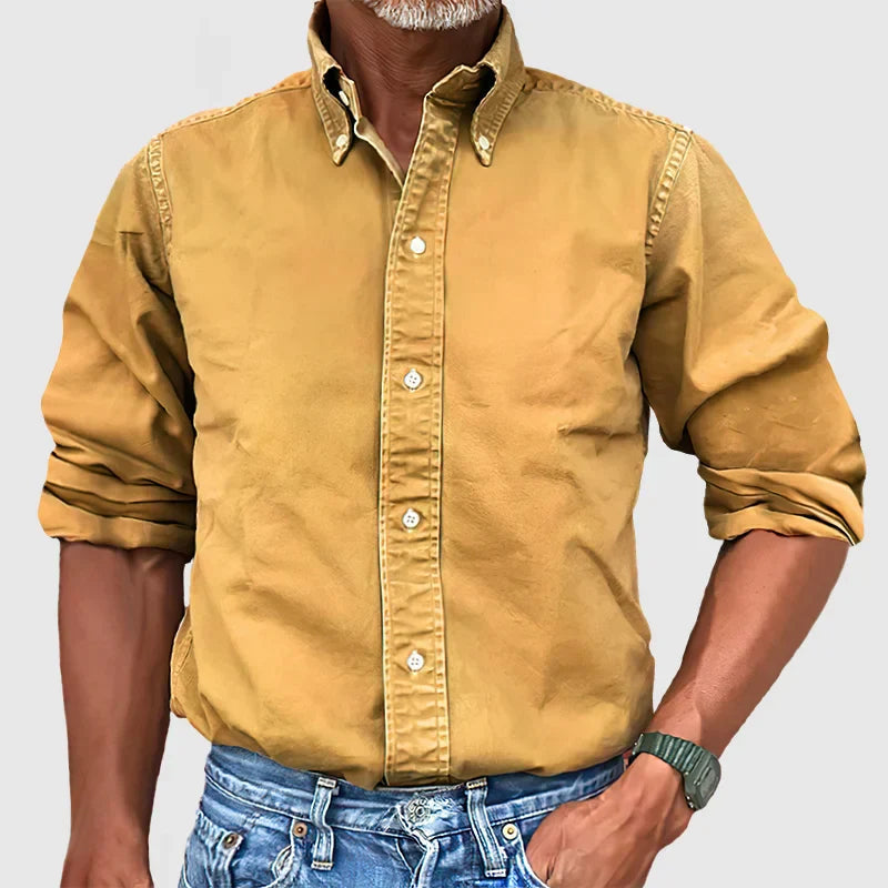 Herren - Langarmhemd - Baumwollstoff - Vintage Stil Ideal für jeden Anlass