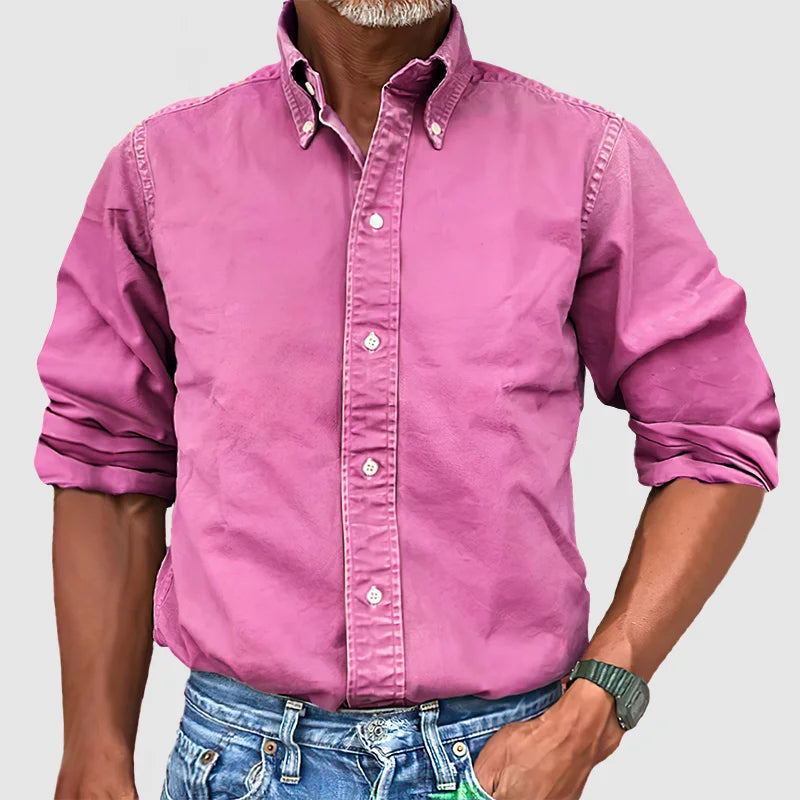 Herren - Langarmhemd - Baumwollstoff - Vintage Stil Ideal für jeden Anlass