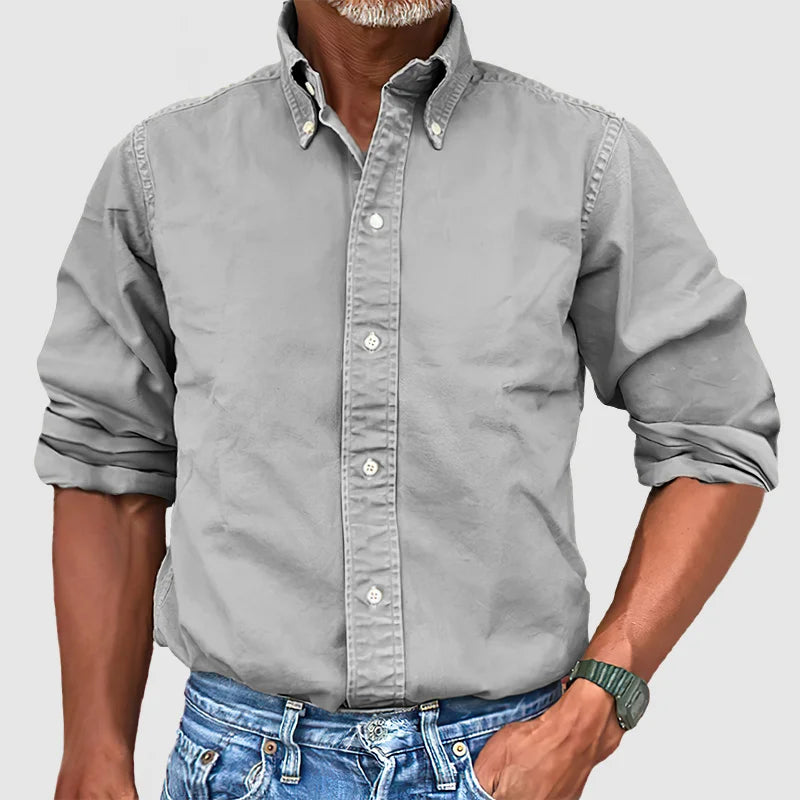 Herren - Langarmhemd - Baumwollstoff - Vintage Stil Ideal für jeden Anlass