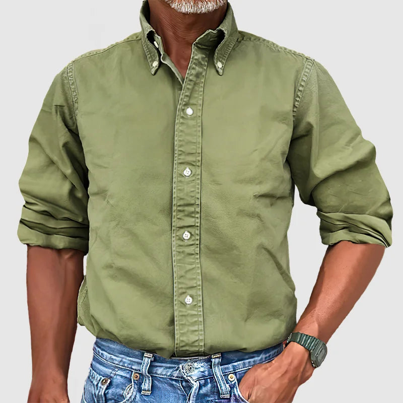 Herren - Langarmhemd - Baumwollstoff - Vintage Stil Ideal für jeden Anlass