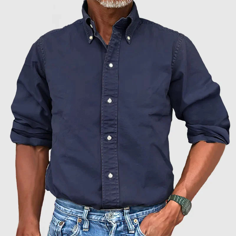 Herren - Langarmhemd - Baumwollstoff - Vintage Stil Ideal für jeden Anlass