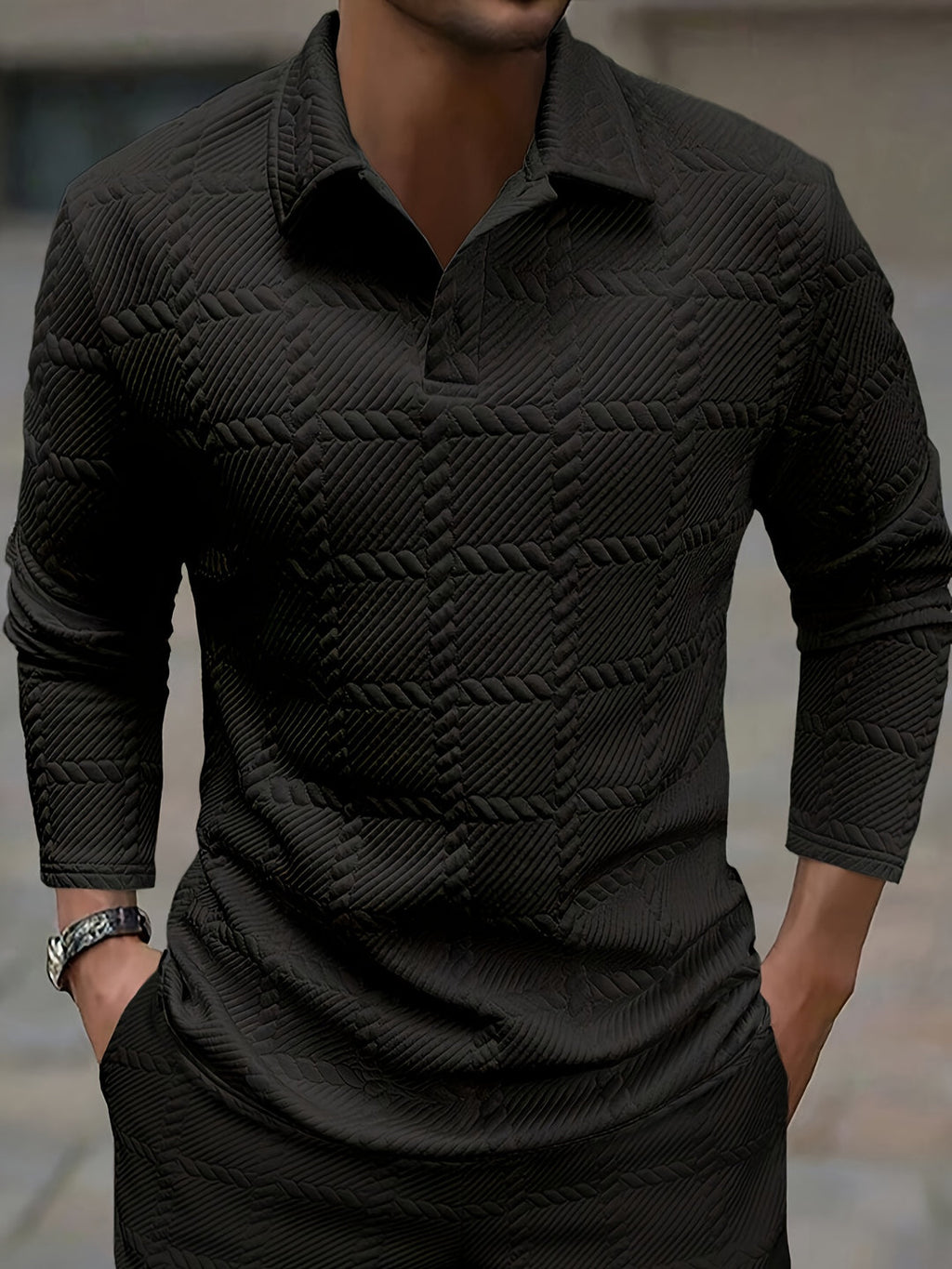 Herren - Gestricktes Poloshirt - Jacquard - Hochwertiger Komfort und Stil für jeden Anlass