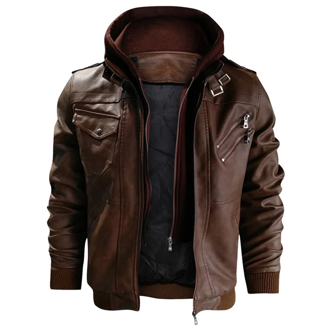 Herren - Leichte Sommerjacke mit Kapuze - Leder - Stylisch für warmes Wetter - Ideal für jeden Anlass