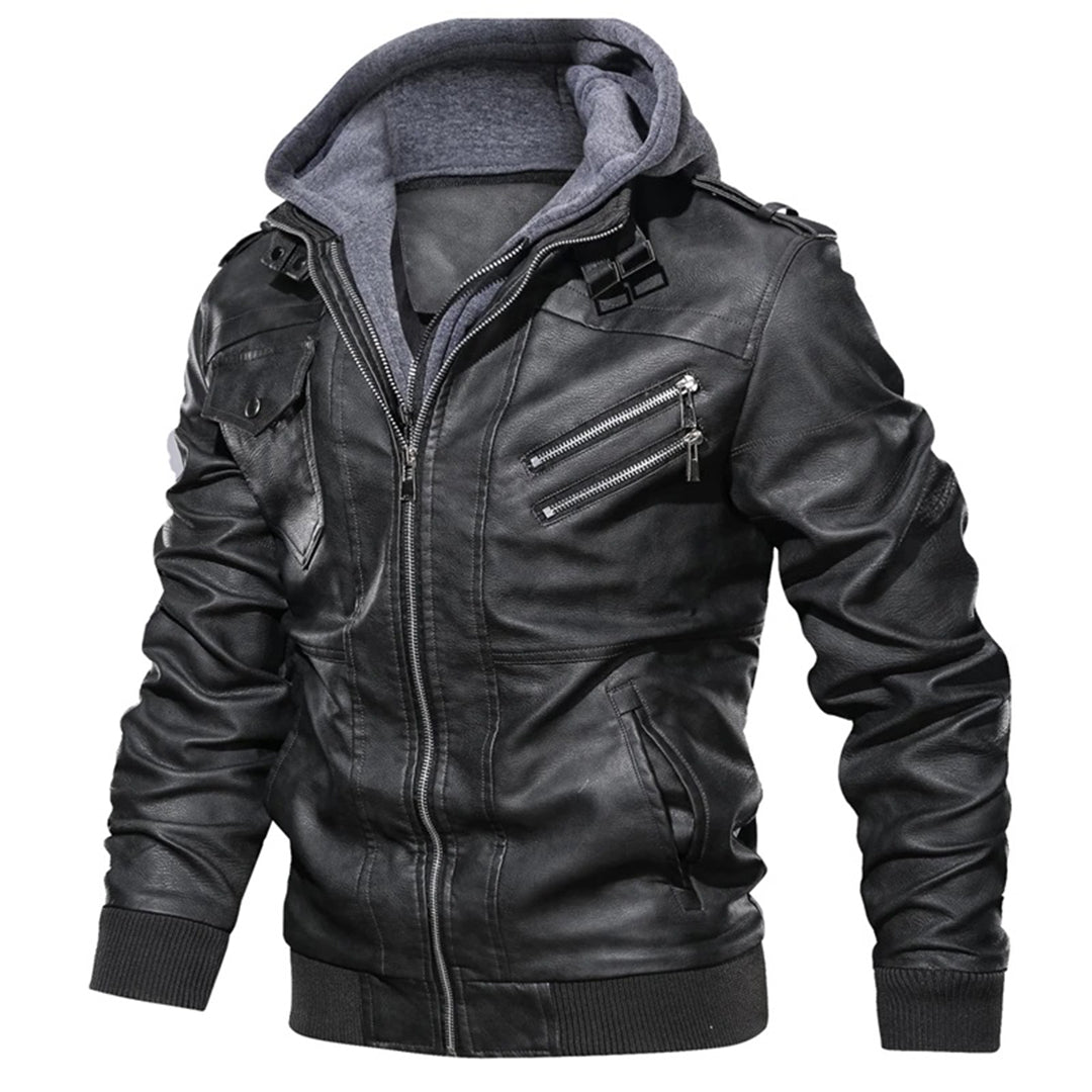 Herren - Leichte Sommerjacke mit Kapuze - Leder - Stylisch für warmes Wetter - Ideal für jeden Anlass