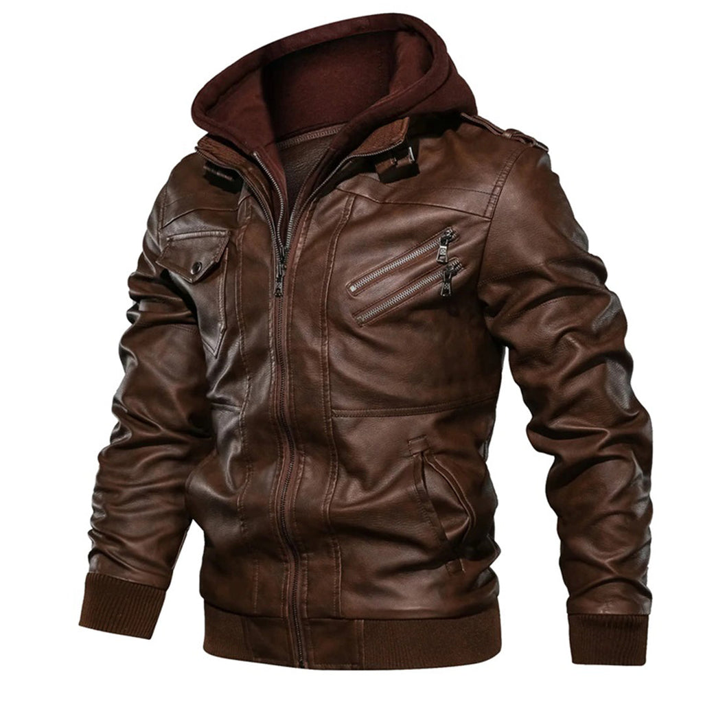 Herren - Leichte Sommerjacke mit Kapuze - Leder - Stylisch für warmes Wetter - Ideal für jeden Anlass