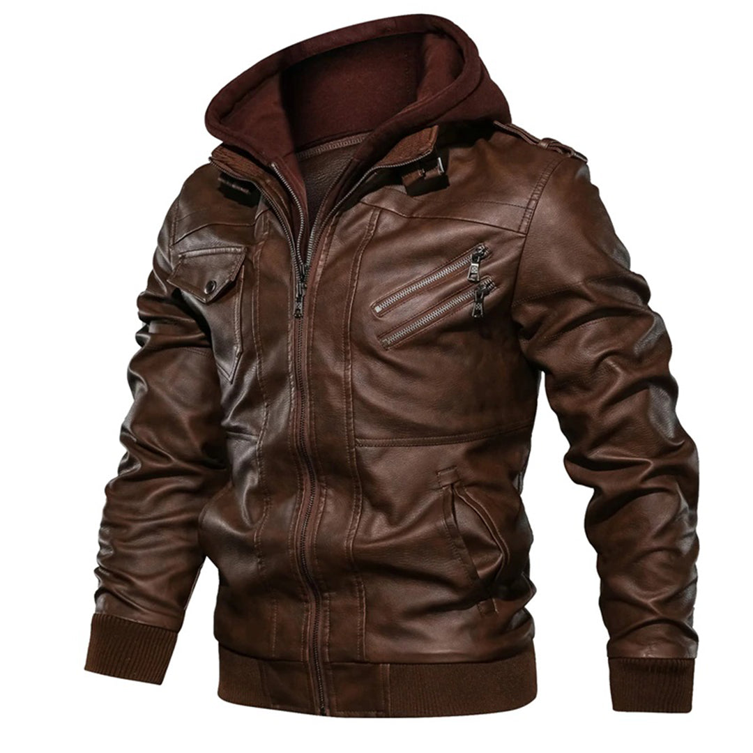 Herren - Leichte Sommerjacke mit Kapuze - Leder - Stylisch für warmes Wetter - Ideal für jeden Anlass