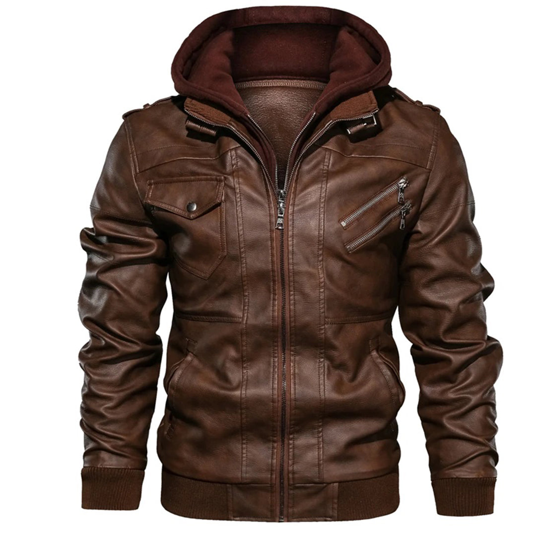 Herren - Leichte Sommerjacke mit Kapuze - Leder - Stylisch für warmes Wetter - Ideal für jeden Anlass