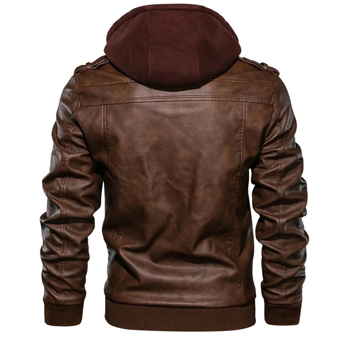 Herren - Leichte Sommerjacke mit Kapuze - Leder - Stylisch für warmes Wetter - Ideal für jeden Anlass