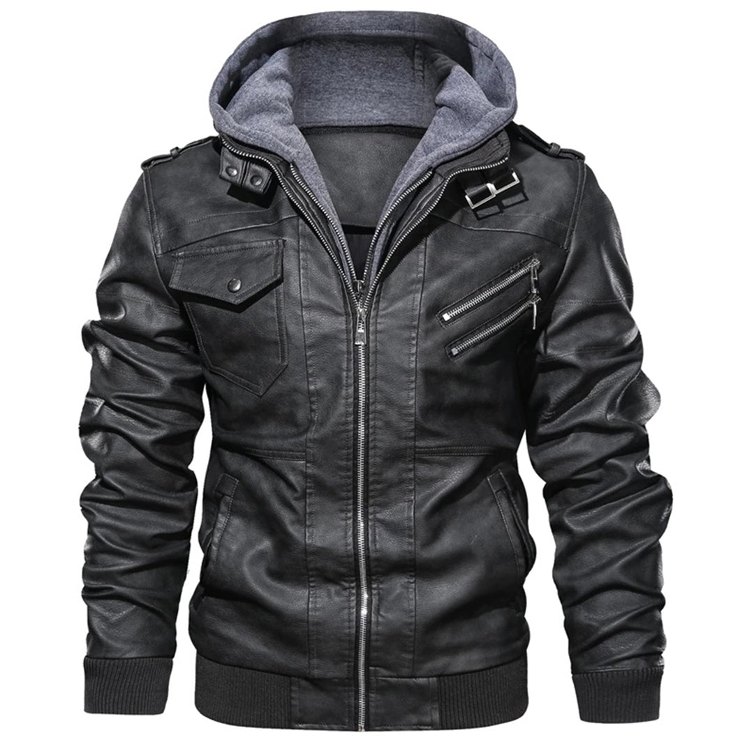 Herren - Leichte Sommerjacke mit Kapuze - Leder - Stylisch für warmes Wetter - Ideal für jeden Anlass