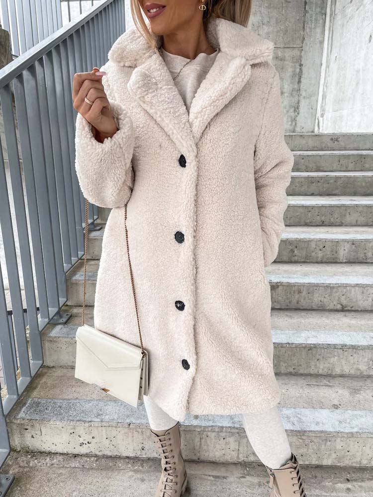 Damen - Teddy Mantel - Warme lange Oberbekleidung - Übergröße - Gemütlichen Stil