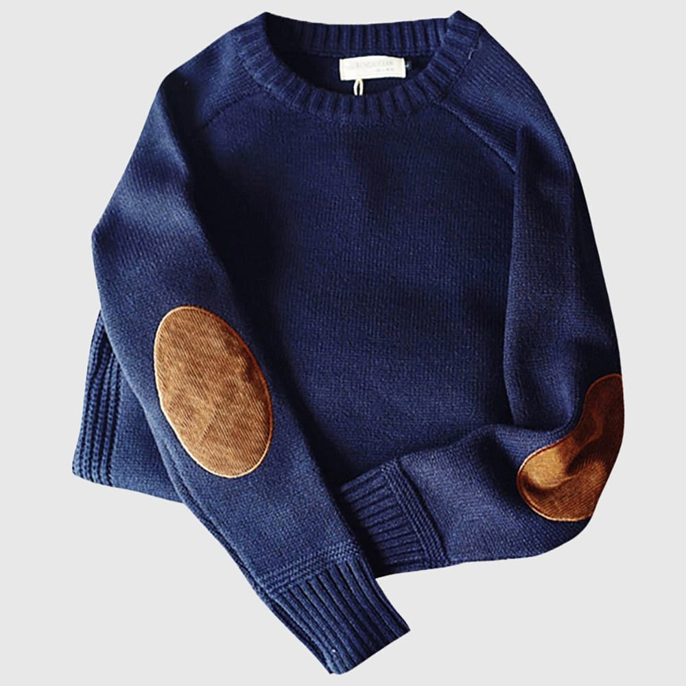 Herren - Strickpullover - Kaschmir und Wolle - Kuscheliger Winter-Style mit Ellenbogen-Patches - Hochwertiger Komfort