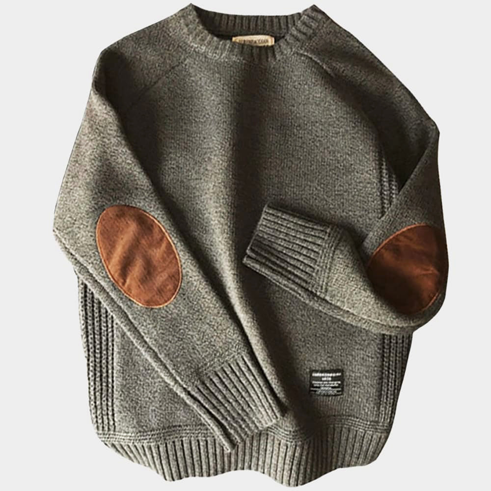 Herren - Strickpullover - Kaschmir und Wolle - Kuscheliger Winter-Style mit Ellenbogen-Patches - Hochwertiger Komfort