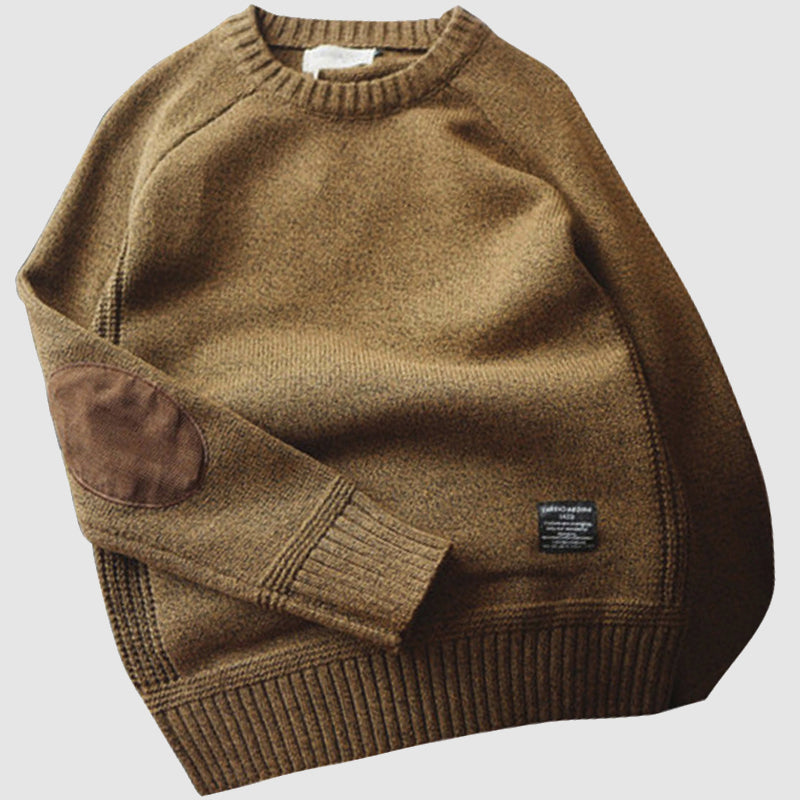 Herren - Strickpullover - Kaschmir und Wolle - Kuscheliger Winter-Style mit Ellenbogen-Patches - Hochwertiger Komfort