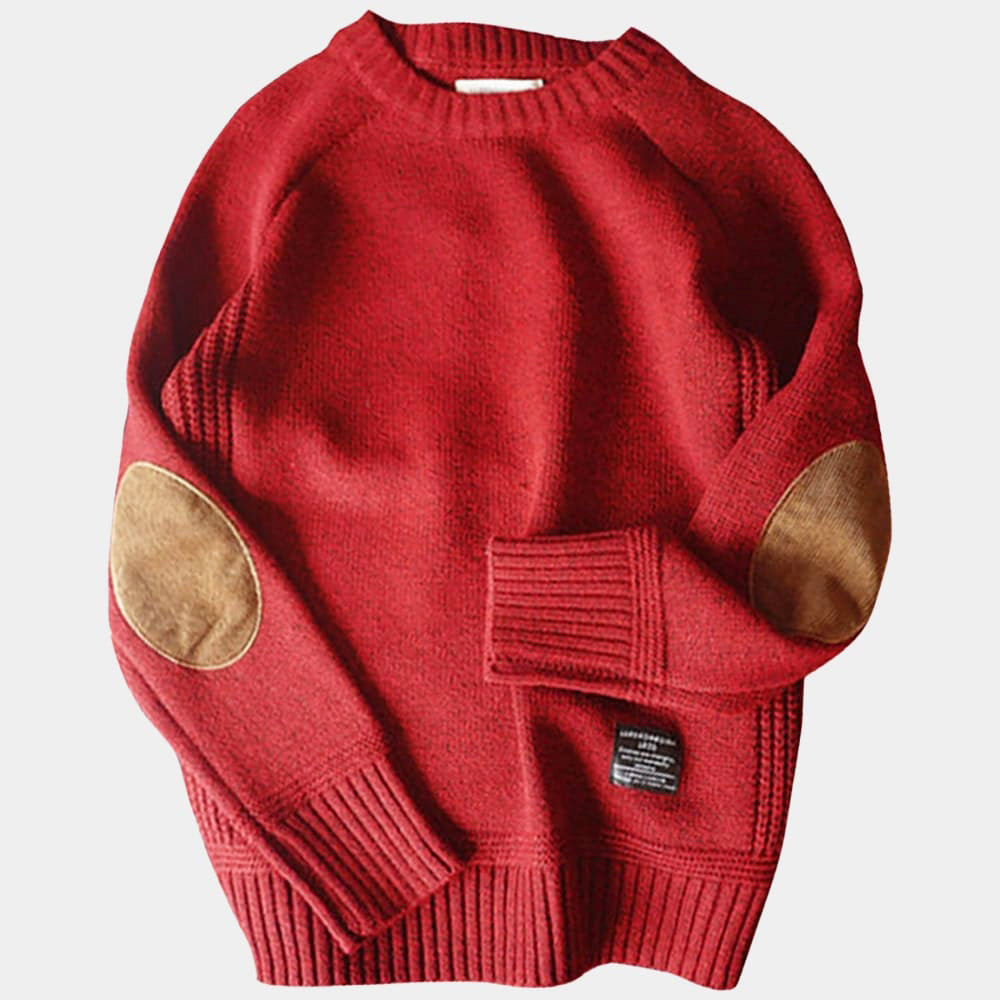 Herren - Strickpullover - Kaschmir und Wolle - Kuscheliger Winter-Style mit Ellenbogen-Patches - Hochwertiger Komfort