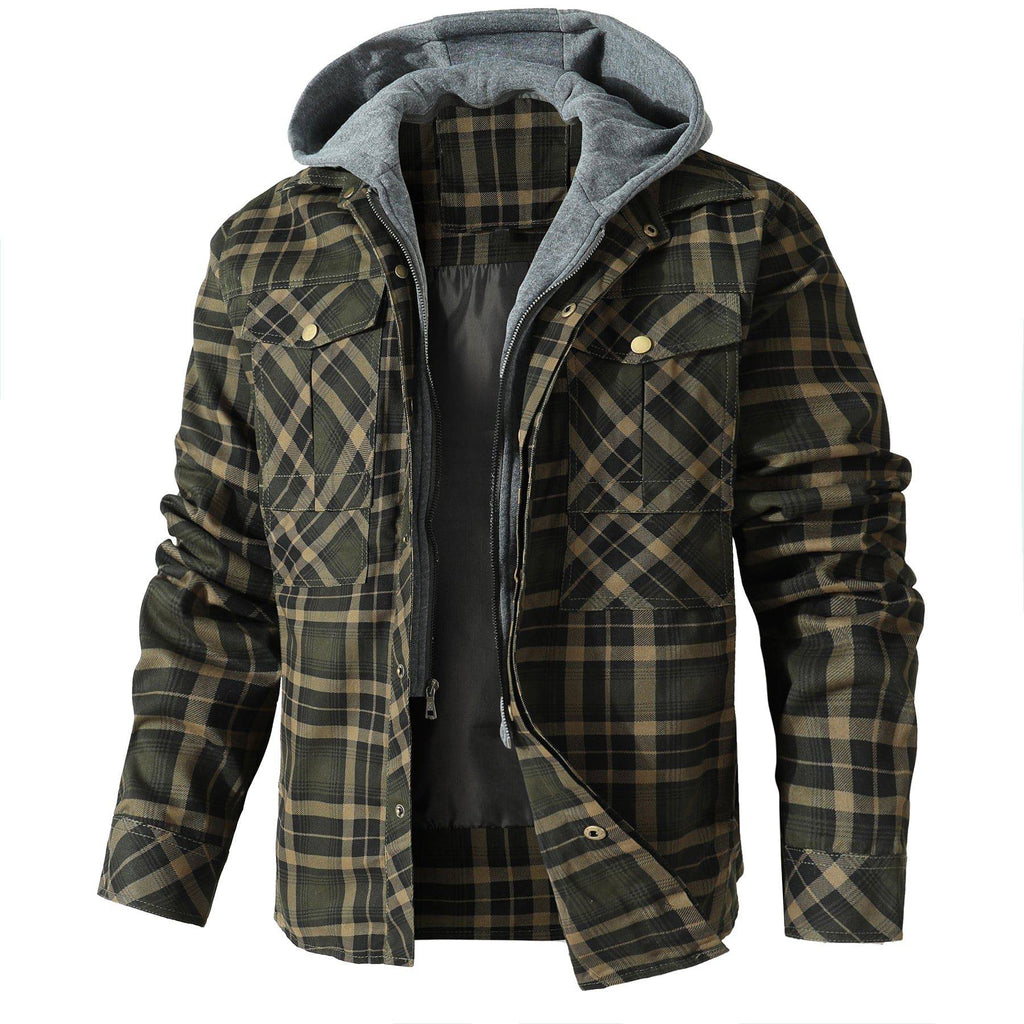 Herren - Flanelljacke mit Kapuze - Kuschelige Baumwollmischung - Ideal für Outdoor-Abenteuer