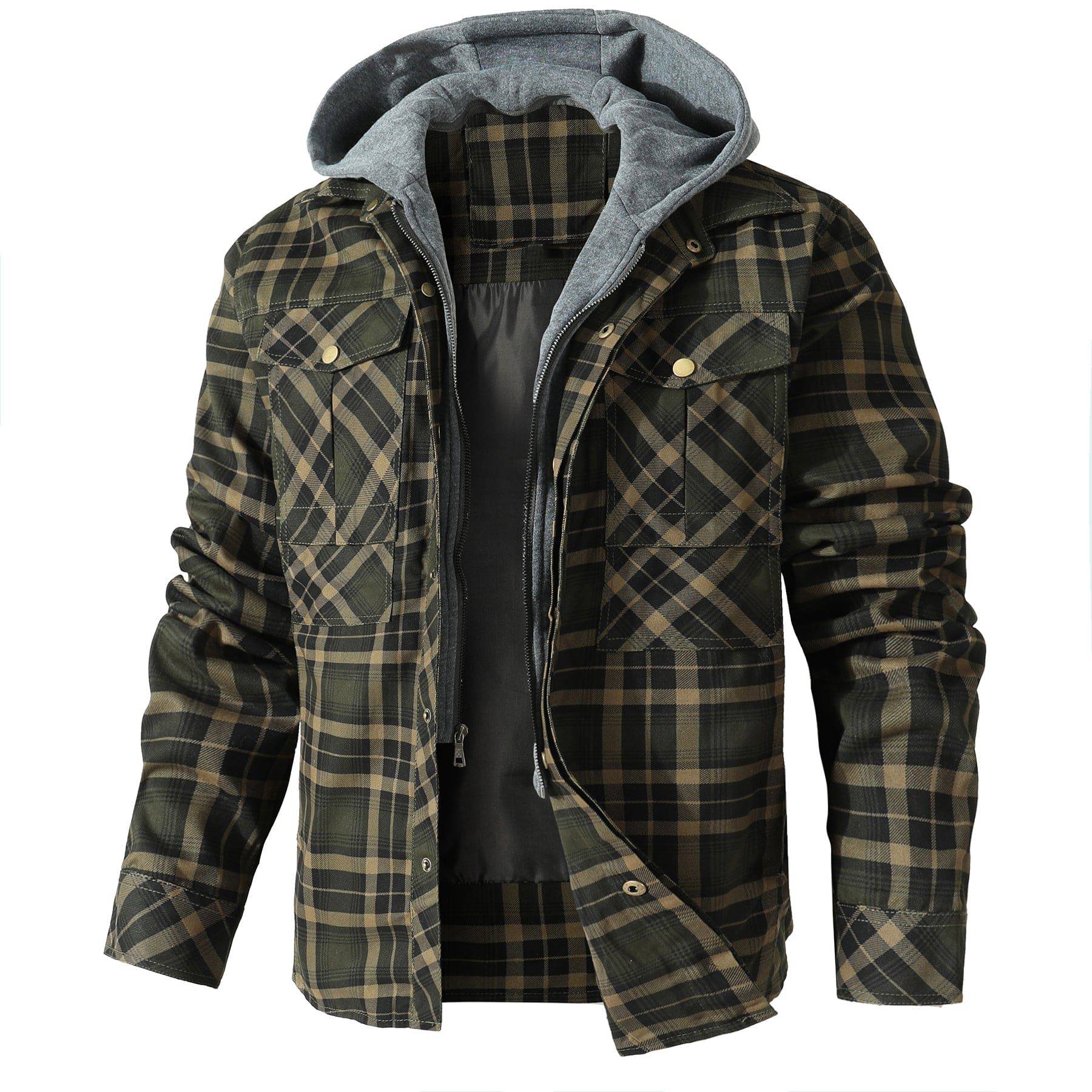 Herren - Flanelljacke mit Kapuze - Kuschelige Baumwollmischung - Ideal für Outdoor-Abenteuer