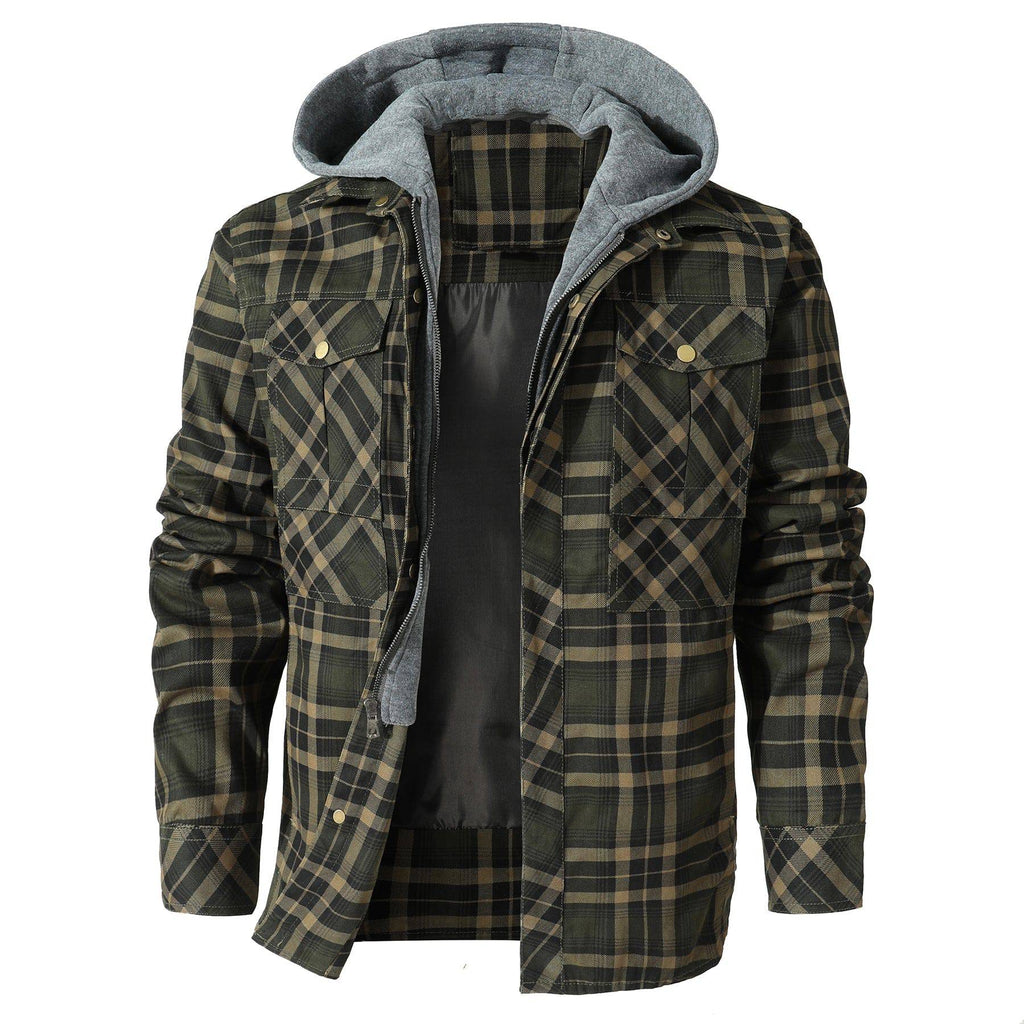 Herren - Flanelljacke mit Kapuze - Kuschelige Baumwollmischung - Ideal für Outdoor-Abenteuer