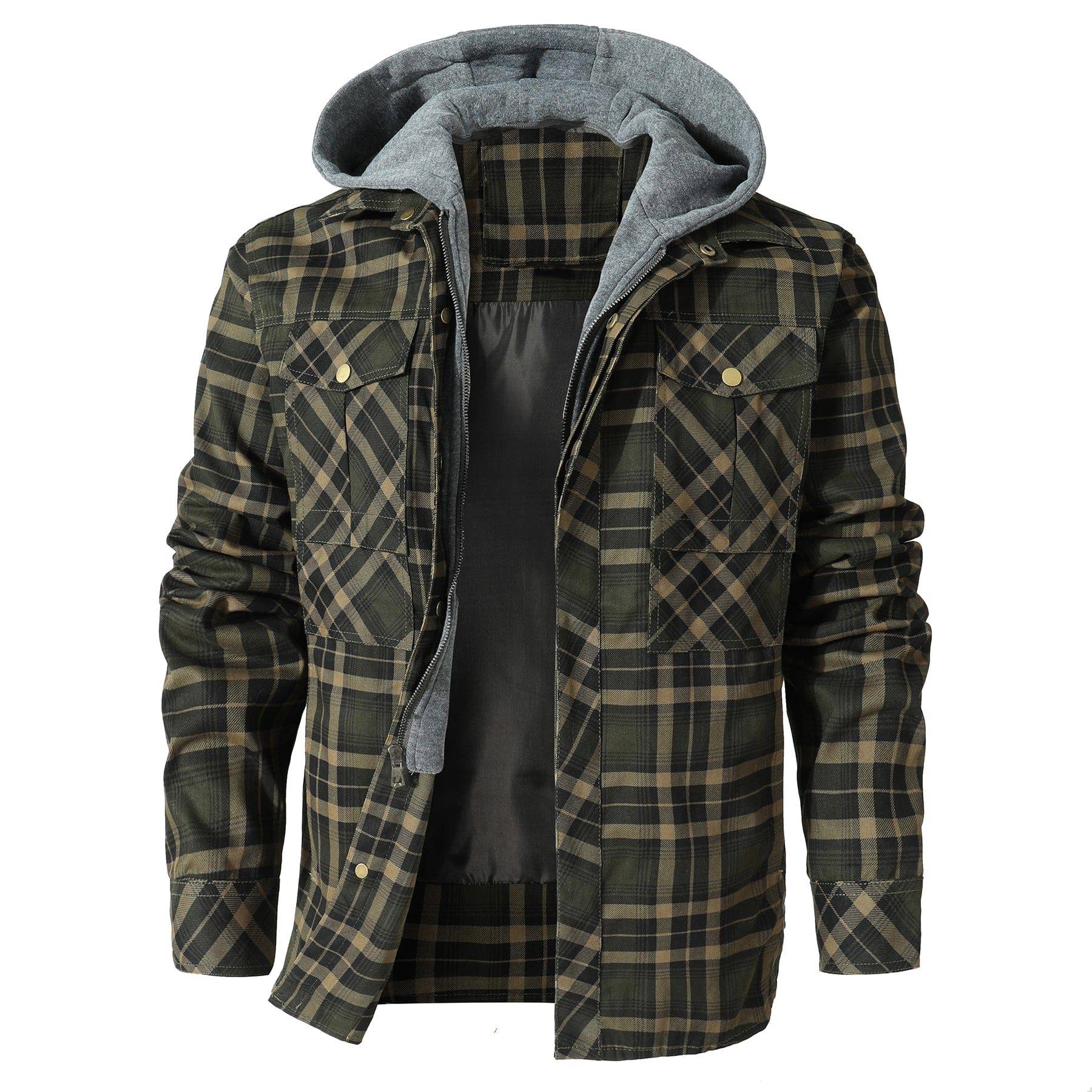 Herren - Flanelljacke mit Kapuze - Kuschelige Baumwollmischung - Ideal für Outdoor-Abenteuer