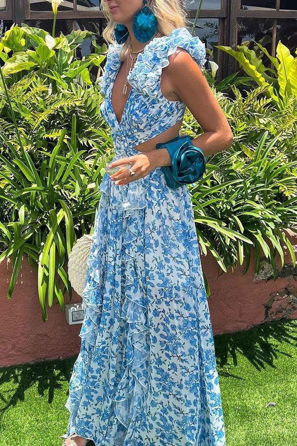 Damen - Maxikleid mit floralem Muster - Leichtem Material - Perfekt für besondere Anlässe