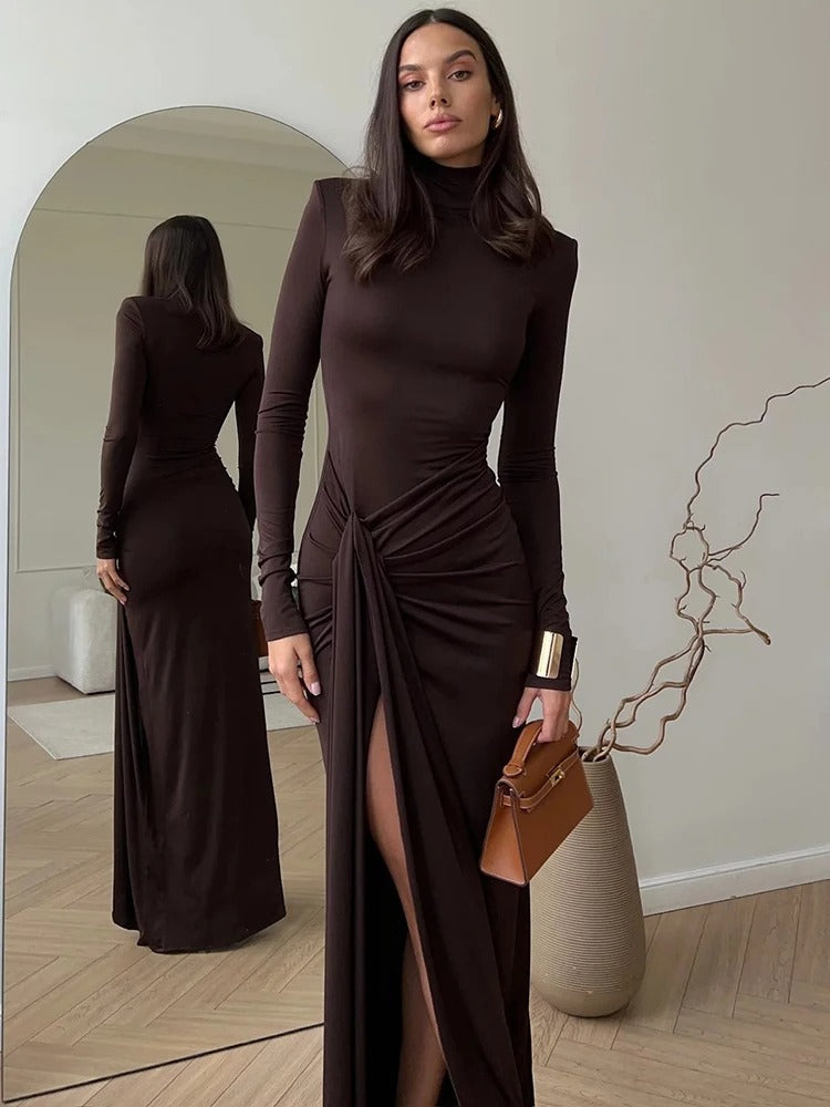 Damen - Kleid - Elegantes gerafftes Maxikleid - Stilvoller Look für jeden Anlass