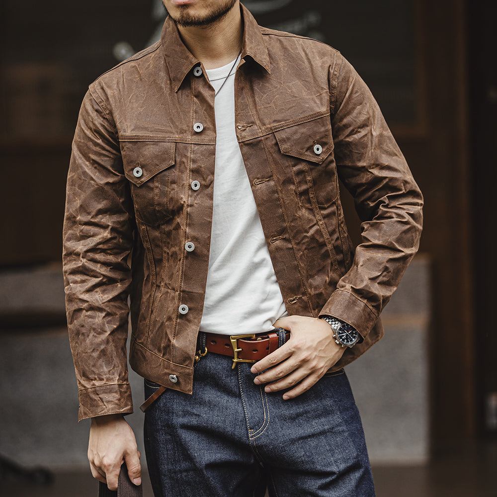 Herren - Kurz gefütterte Cruiser Jacke - Zinnstoff - Stylische & strapazierfähige Freizeitjacke