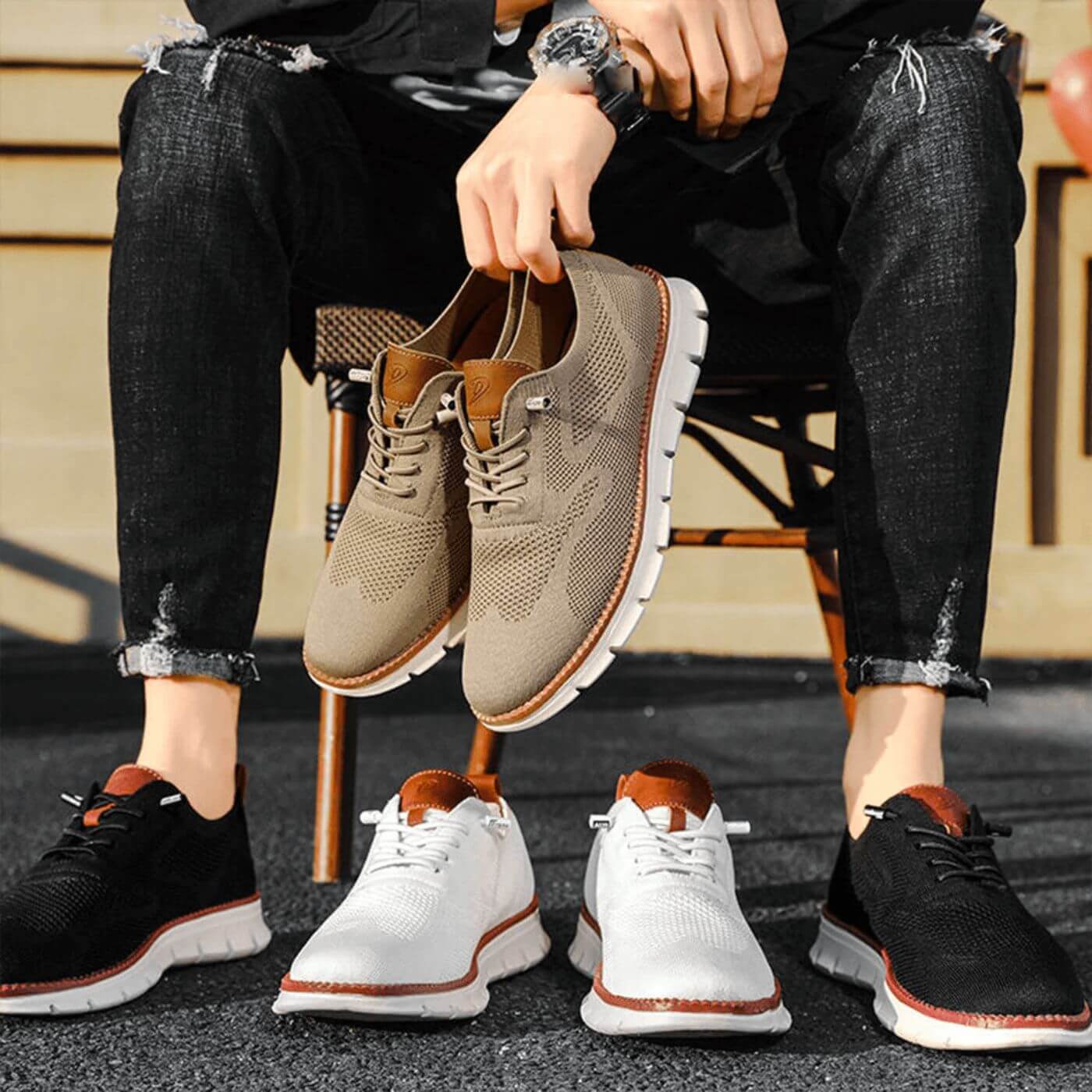 Herren - Bequeme Slip-On-Wanderschuhe - Atmungsaktive Material - Fußgewölbestütze - Ideale Outdoor-Schuhe für Abenteuer