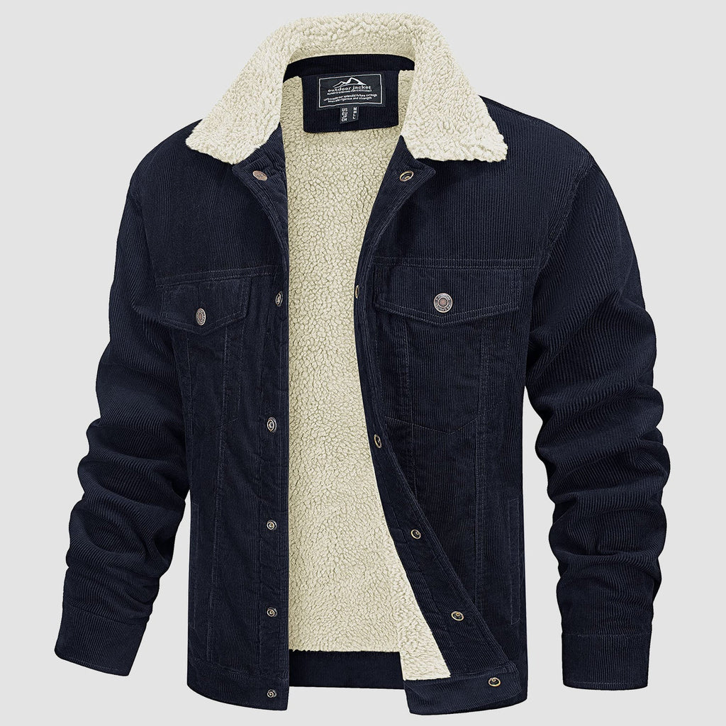 Herren - Cordjacke -  Baumwolle - Sherpa-Futter für den Winter - Gemütliche und warme Oberbekleidung