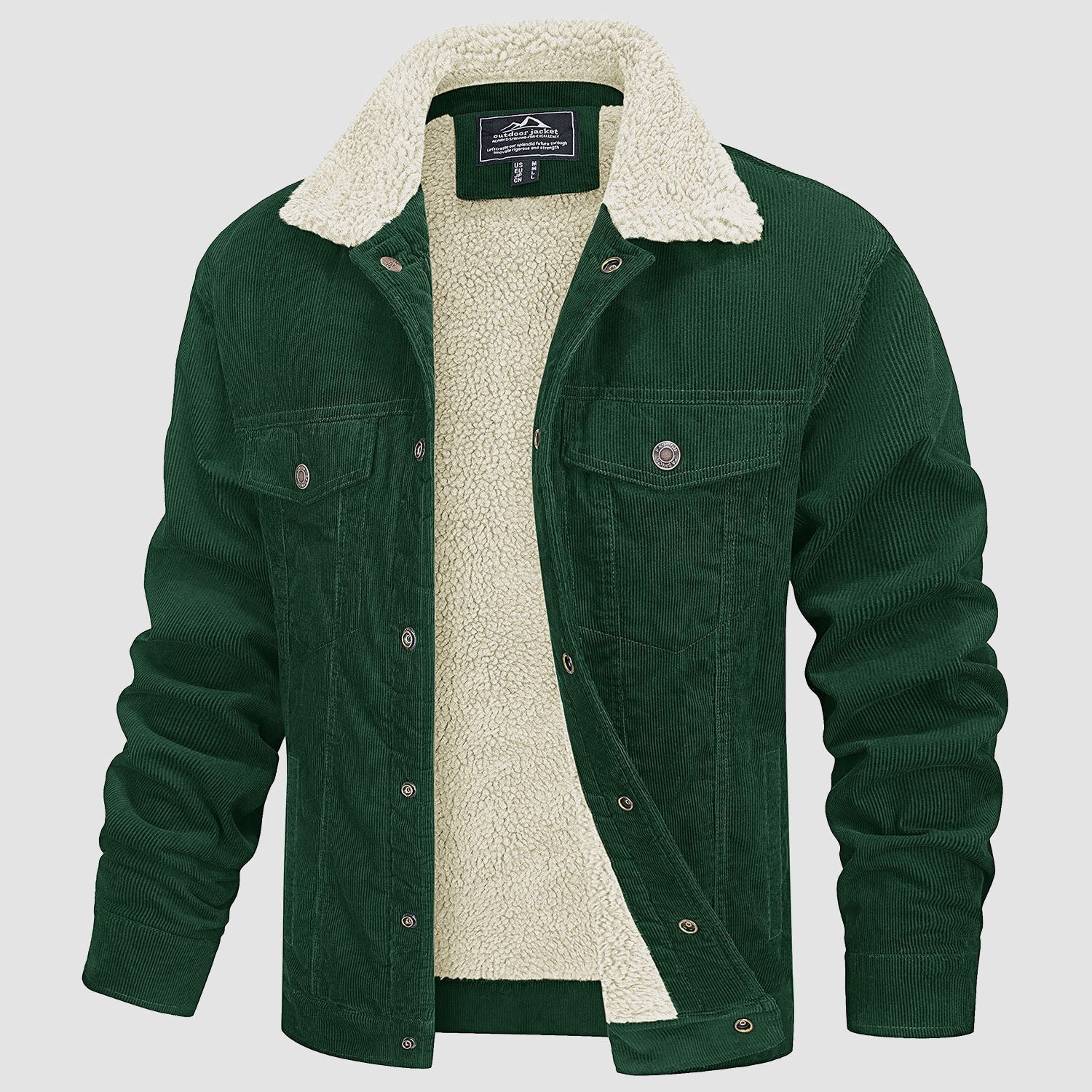 Herren - Cordjacke -  Baumwolle - Sherpa-Futter für den Winter - Gemütliche und warme Oberbekleidung