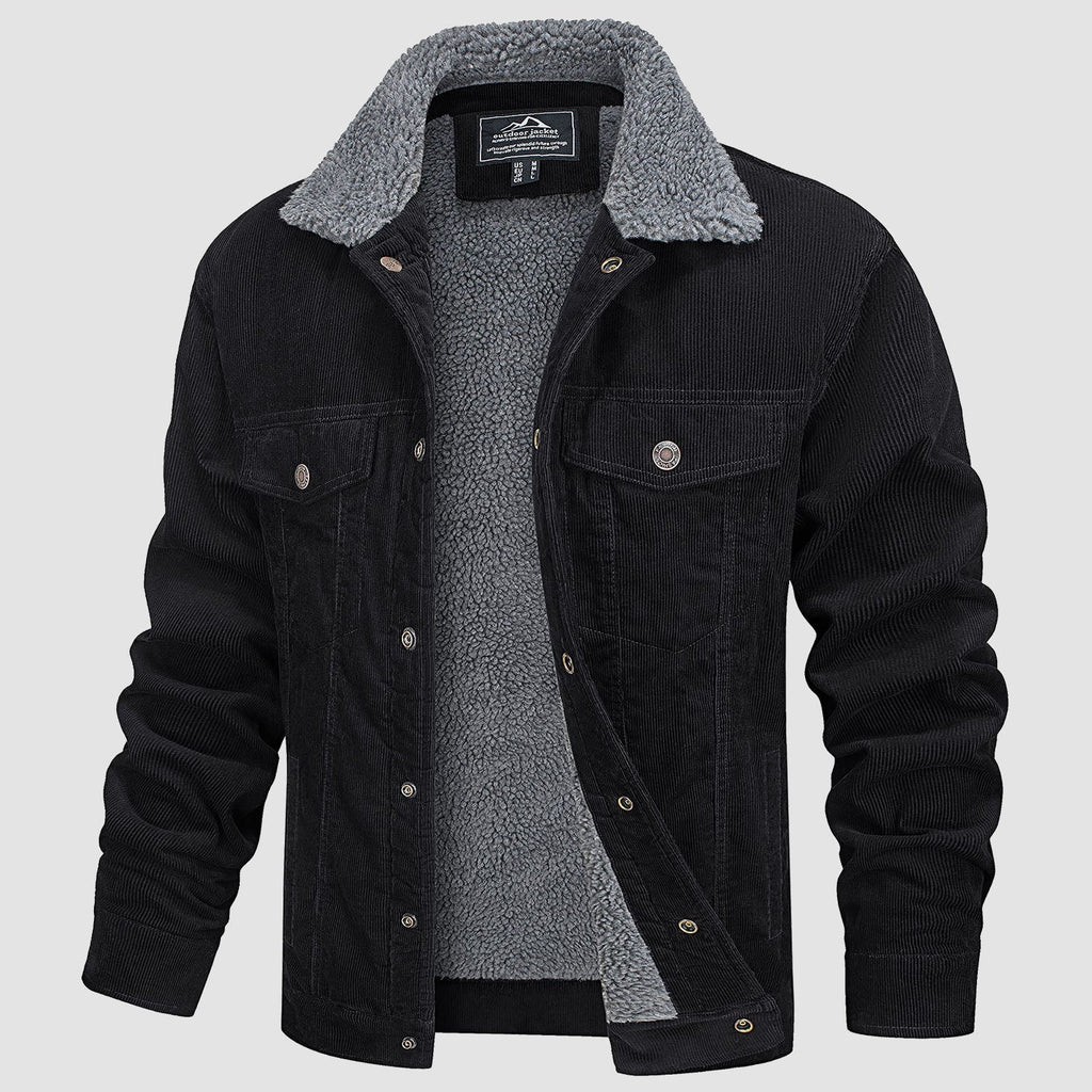 Herren - Cordjacke -  Baumwolle - Sherpa-Futter für den Winter - Gemütliche und warme Oberbekleidung
