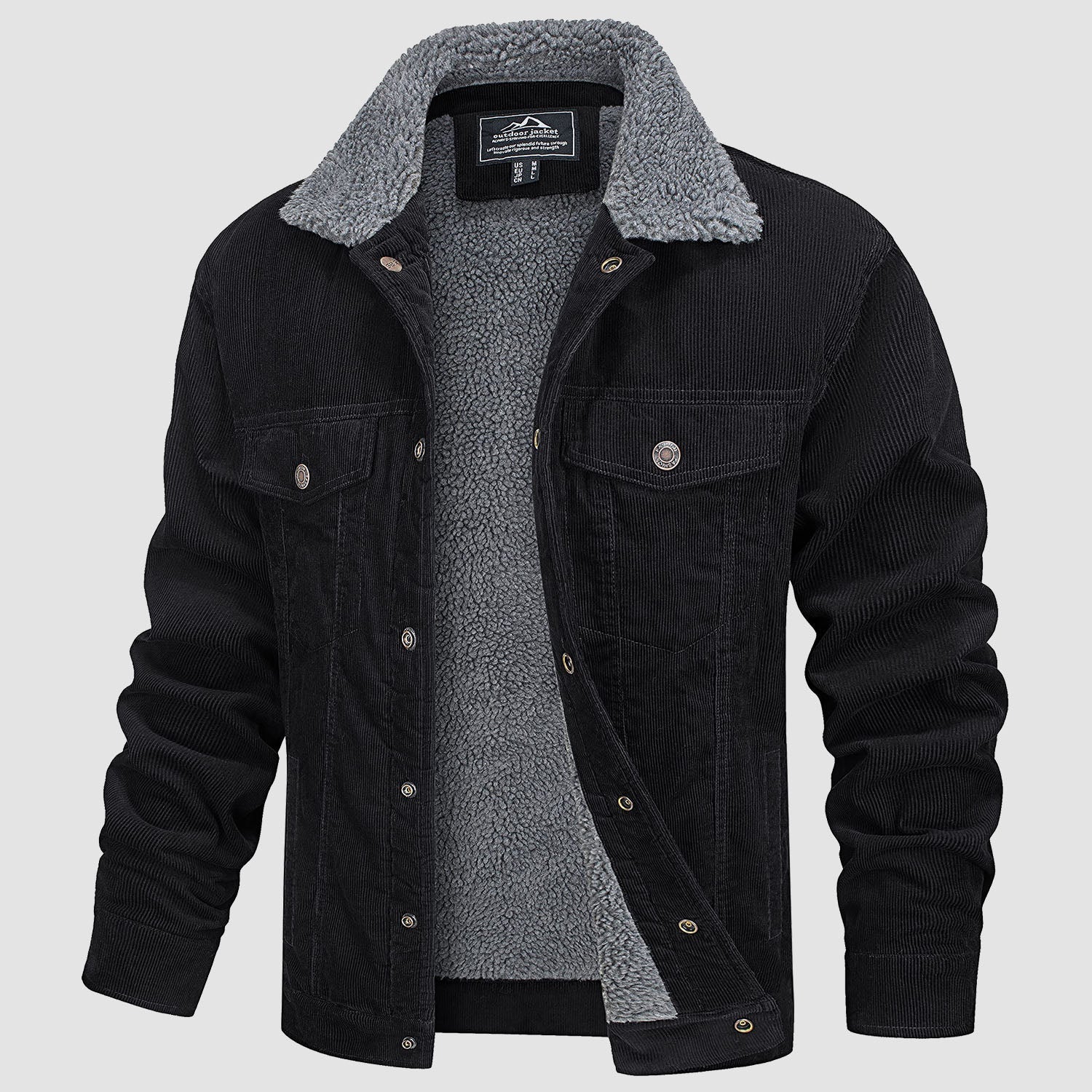 Herren - Cordjacke -  Baumwolle - Sherpa-Futter für den Winter - Gemütliche und warme Oberbekleidung
