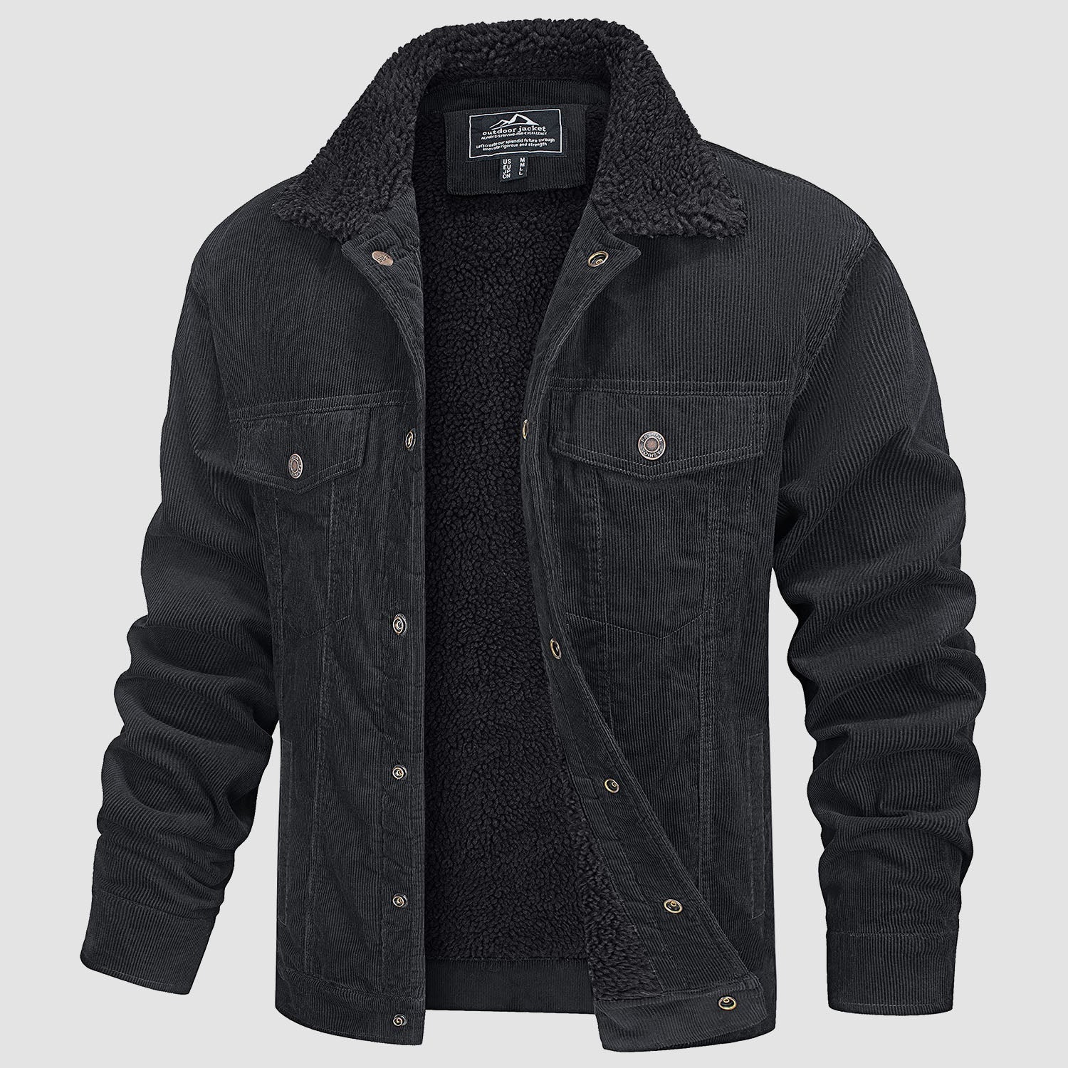 Herren - Cordjacke -  Baumwolle - Sherpa-Futter für den Winter - Gemütliche und warme Oberbekleidung