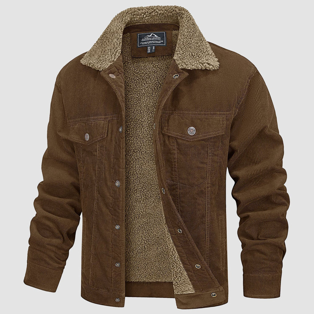 Herren - Cordjacke -  Baumwolle - Sherpa-Futter für den Winter - Gemütliche und warme Oberbekleidung
