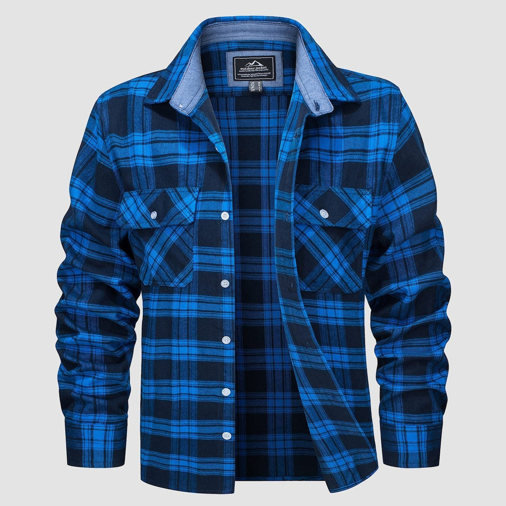 Herren - Langarmhemd - Baumwolle - Karierter Flanell im Casual Style - Bequem und Trendy