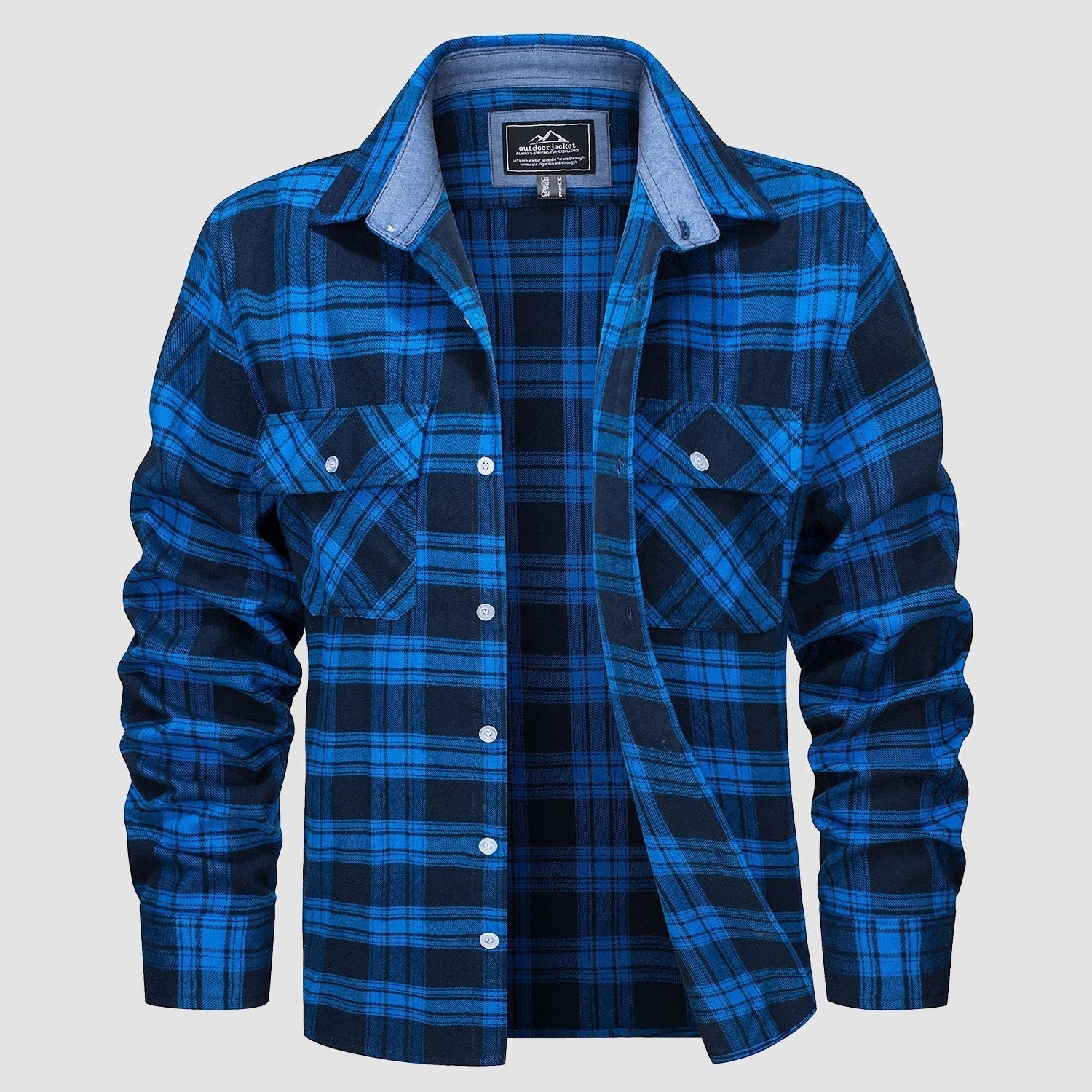 Herren - Langarmhemd - Baumwolle - Karierter Flanell im Casual Style - Bequem und Trendy