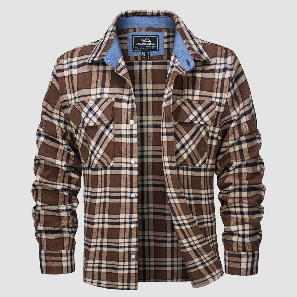 Herren - Langarmhemd - Baumwolle - Karierter Flanell im Casual Style - Bequem und Trendy