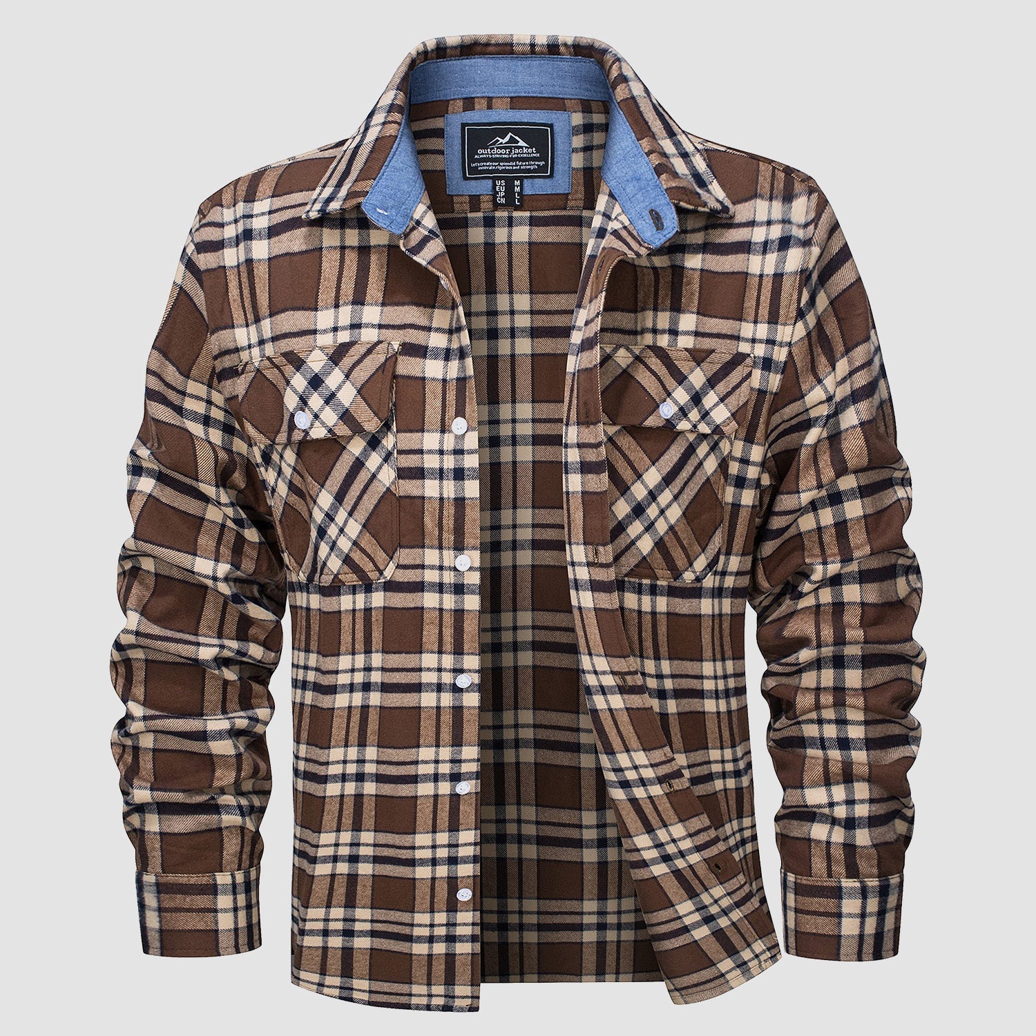 Herren - Langarmhemd - Baumwolle - Karierter Flanell im Casual Style - Bequem und Trendy