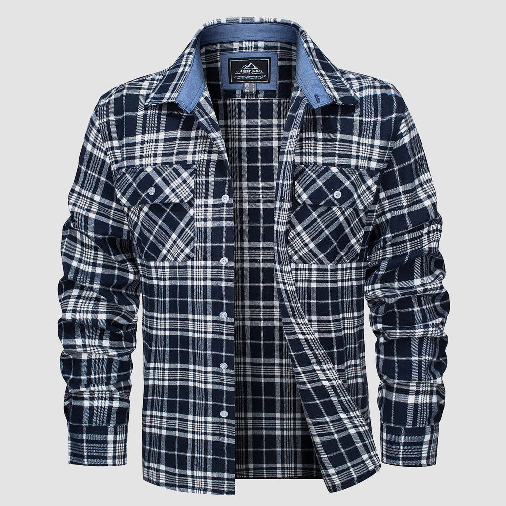 Herren - Langarmhemd - Baumwolle - Karierter Flanell im Casual Style - Bequem und Trendy