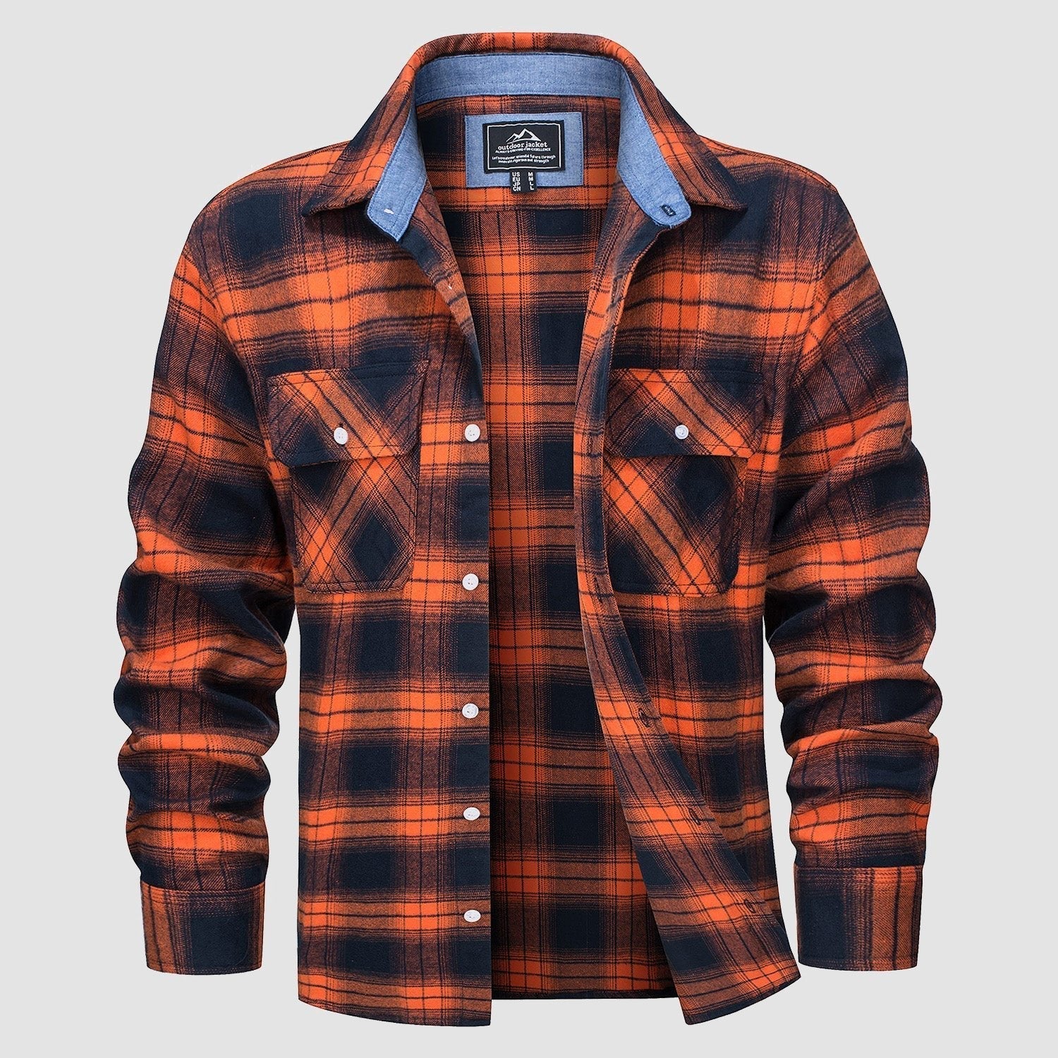 Herren - Langarmhemd - Baumwolle - Karierter Flanell im Casual Style - Bequem und Trendy