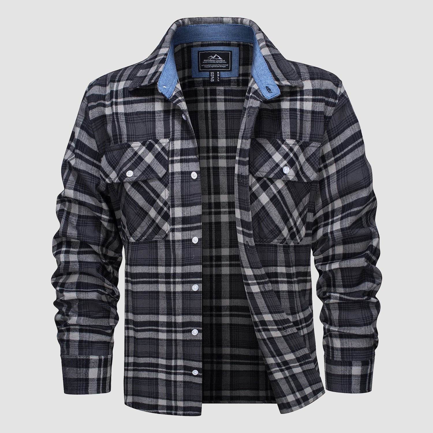 Herren - Langarmhemd - Baumwolle - Karierter Flanell im Casual Style - Bequem und Trendy