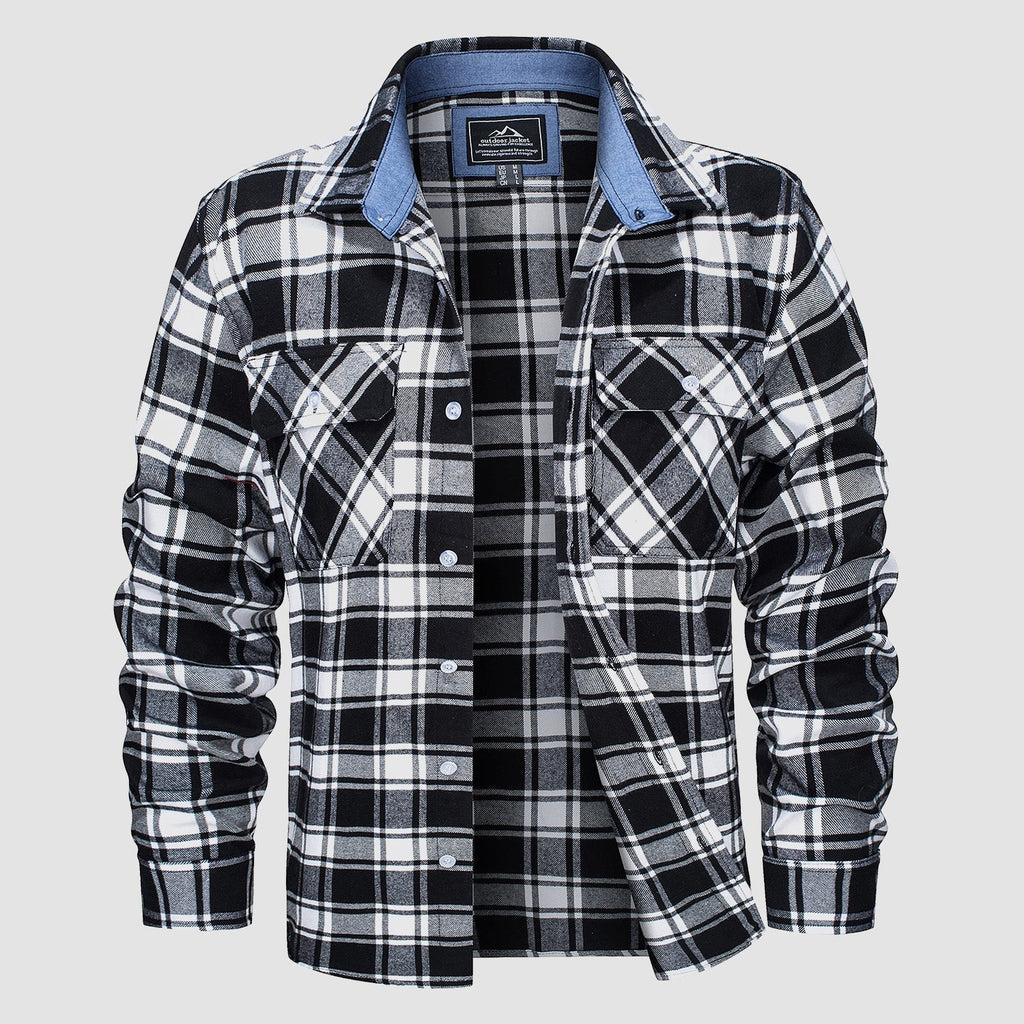 Herren - Langarmhemd - Baumwolle - Karierter Flanell im Casual Style - Bequem und Trendy
