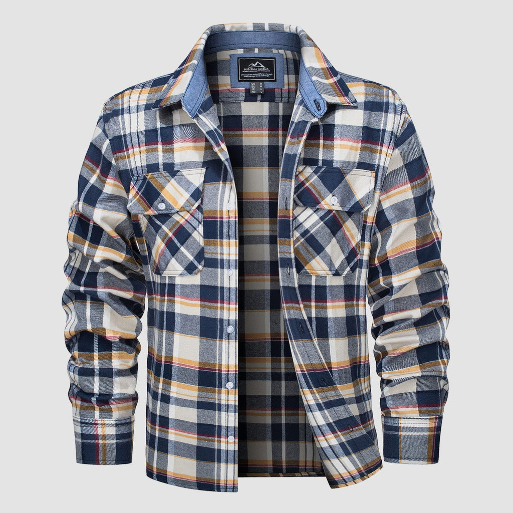 Herren - Langarmhemd - Baumwolle - Karierter Flanell im Casual Style - Bequem und Trendy