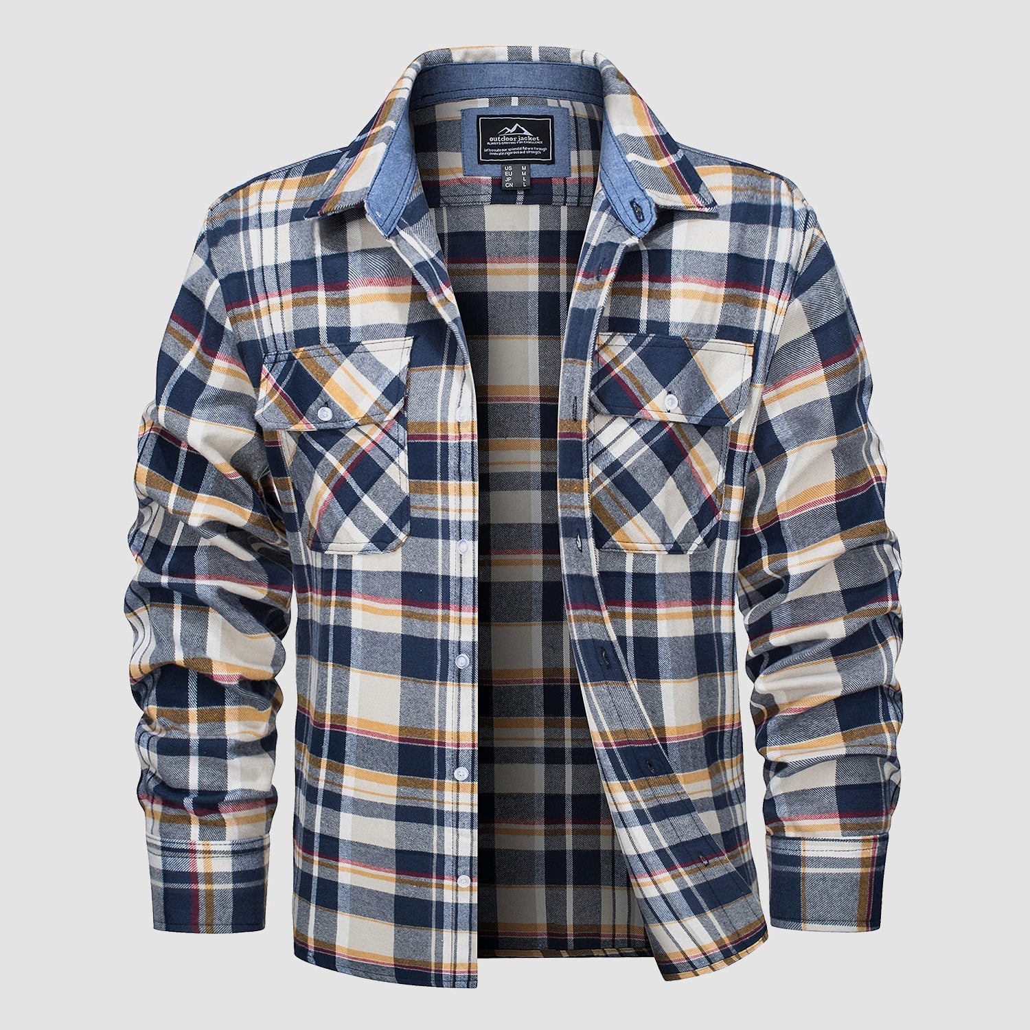 Herren - Langarmhemd - Baumwolle - Karierter Flanell im Casual Style - Bequem und Trendy
