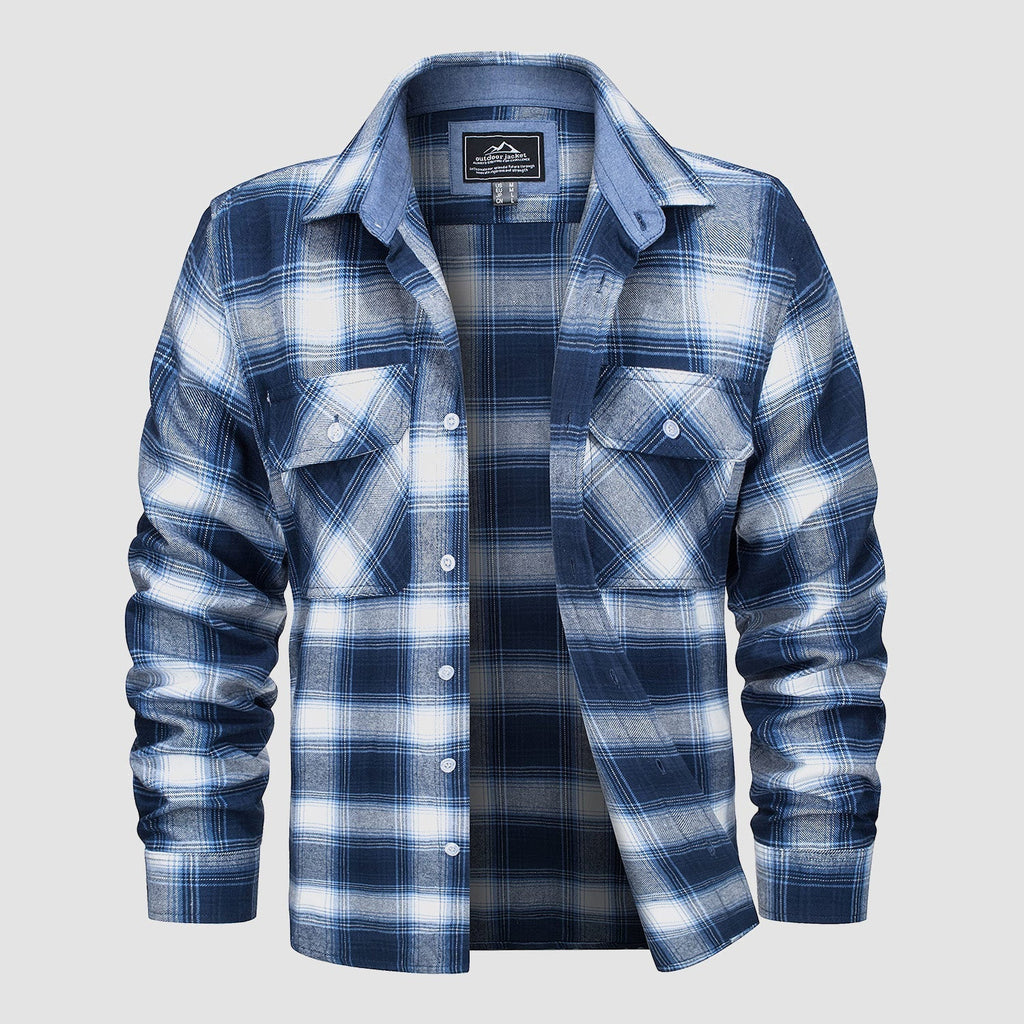Herren - Langarmhemd - Baumwolle - Karierter Flanell im Casual Style - Bequem und Trendy