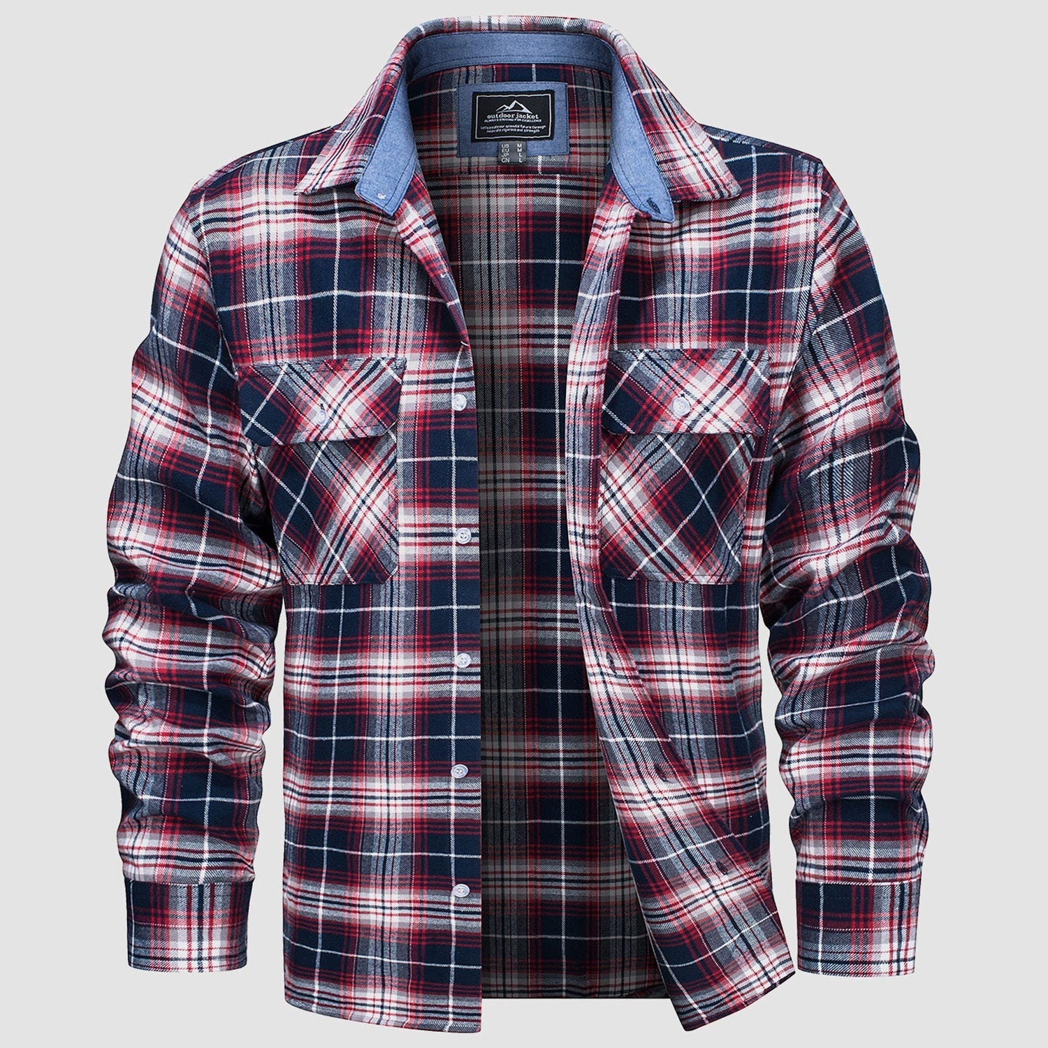 Herren - Langarmhemd - Baumwolle - Karierter Flanell im Casual Style - Bequem und Trendy
