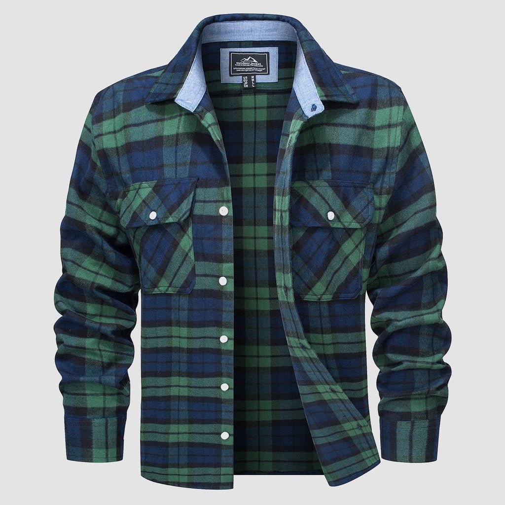 Herren - Langarmhemd - Baumwolle - Karierter Flanell im Casual Style - Bequem und Trendy