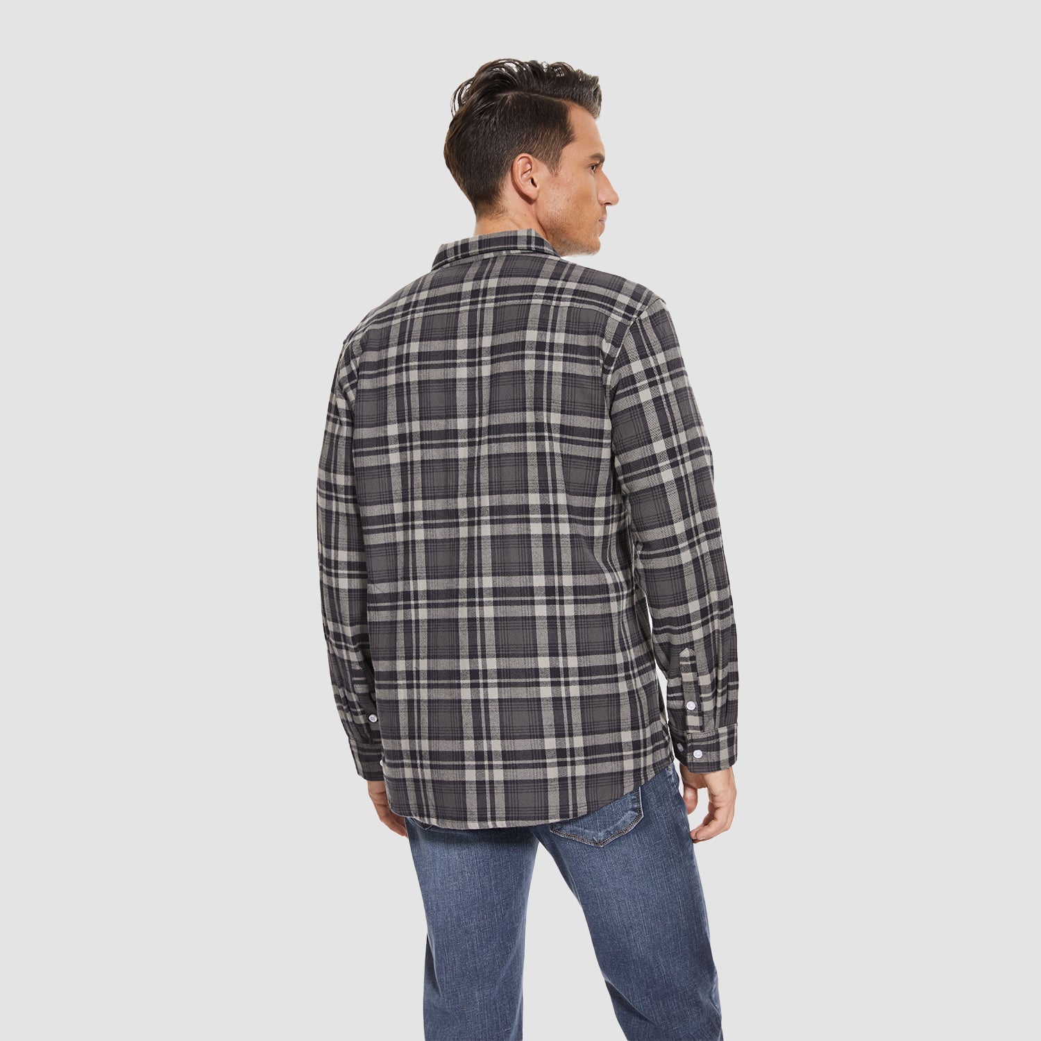 Herren - Langarmhemd - Baumwolle - Karierter Flanell im Casual Style - Bequem und Trendy