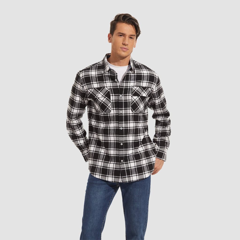 Herren - Langarmhemd - Baumwolle - Karierter Flanell im Casual Style - Bequem und Trendy