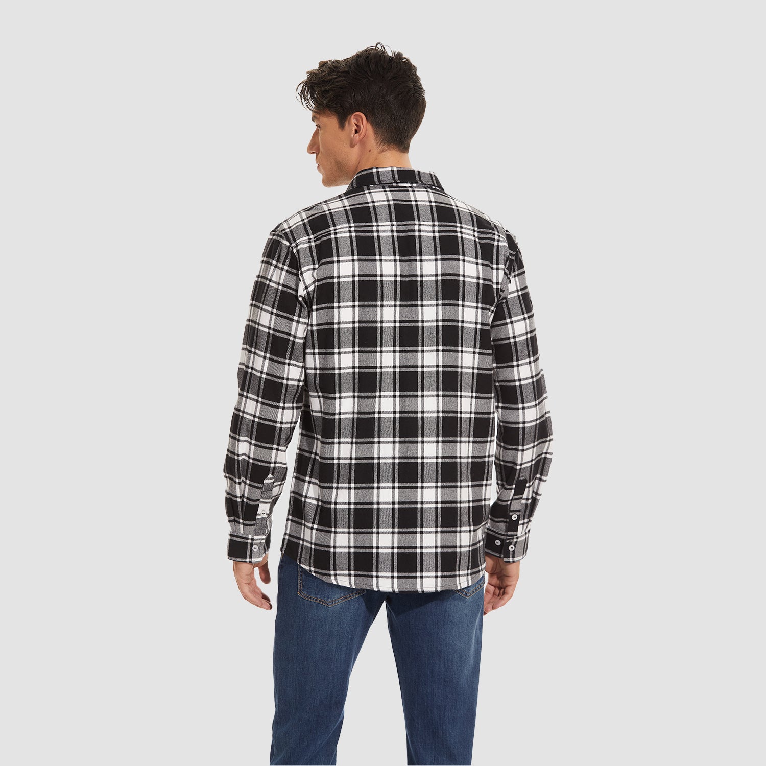Herren - Langarmhemd - Baumwolle - Karierter Flanell im Casual Style - Bequem und Trendy
