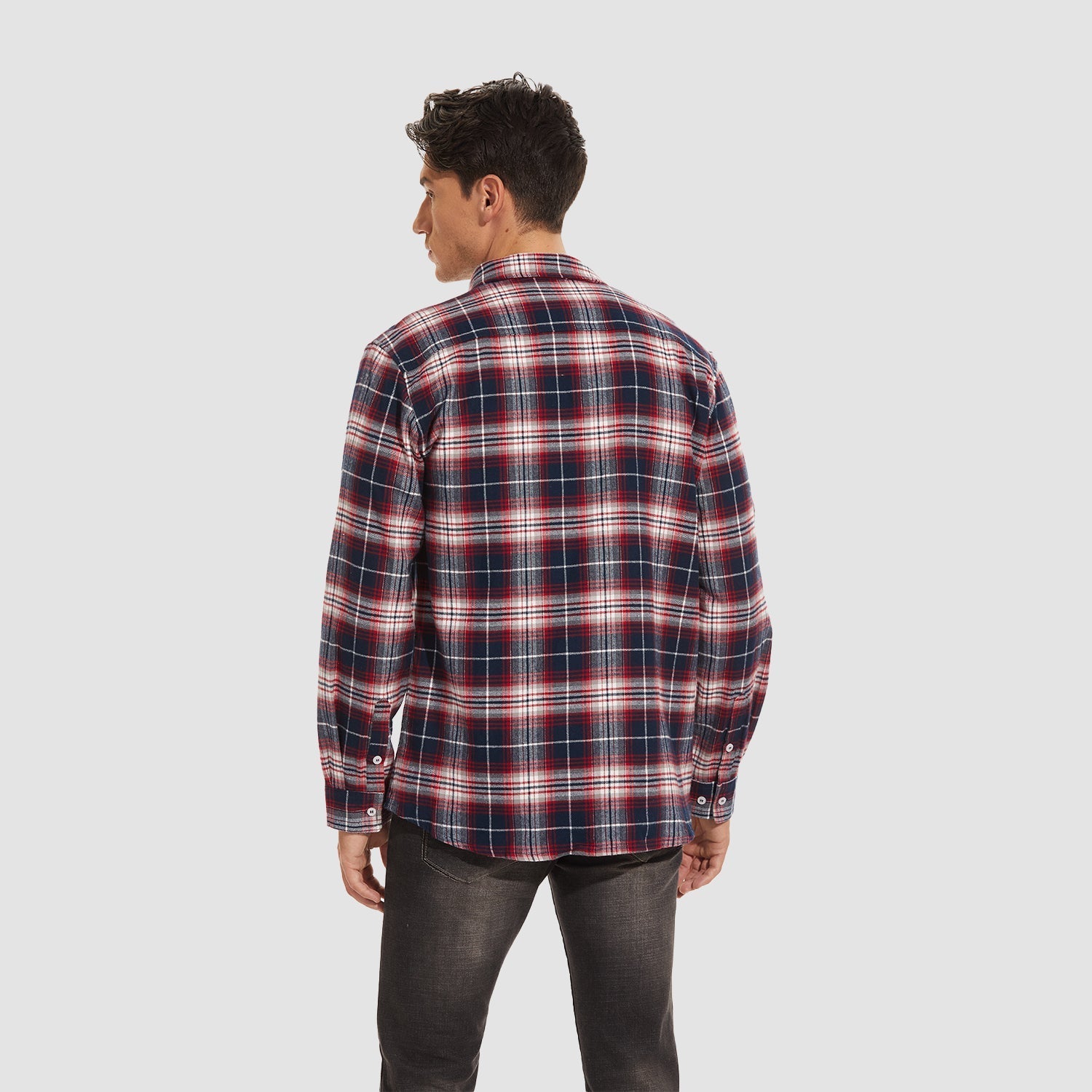 Herren - Langarmhemd - Baumwolle - Karierter Flanell im Casual Style - Bequem und Trendy