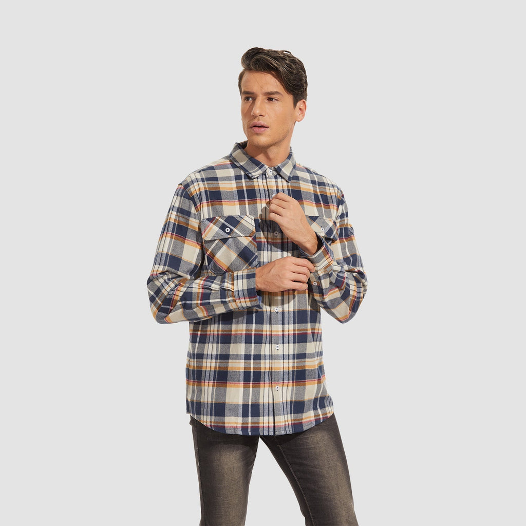 Herren - Langarmhemd - Baumwolle - Karierter Flanell im Casual Style - Bequem und Trendy